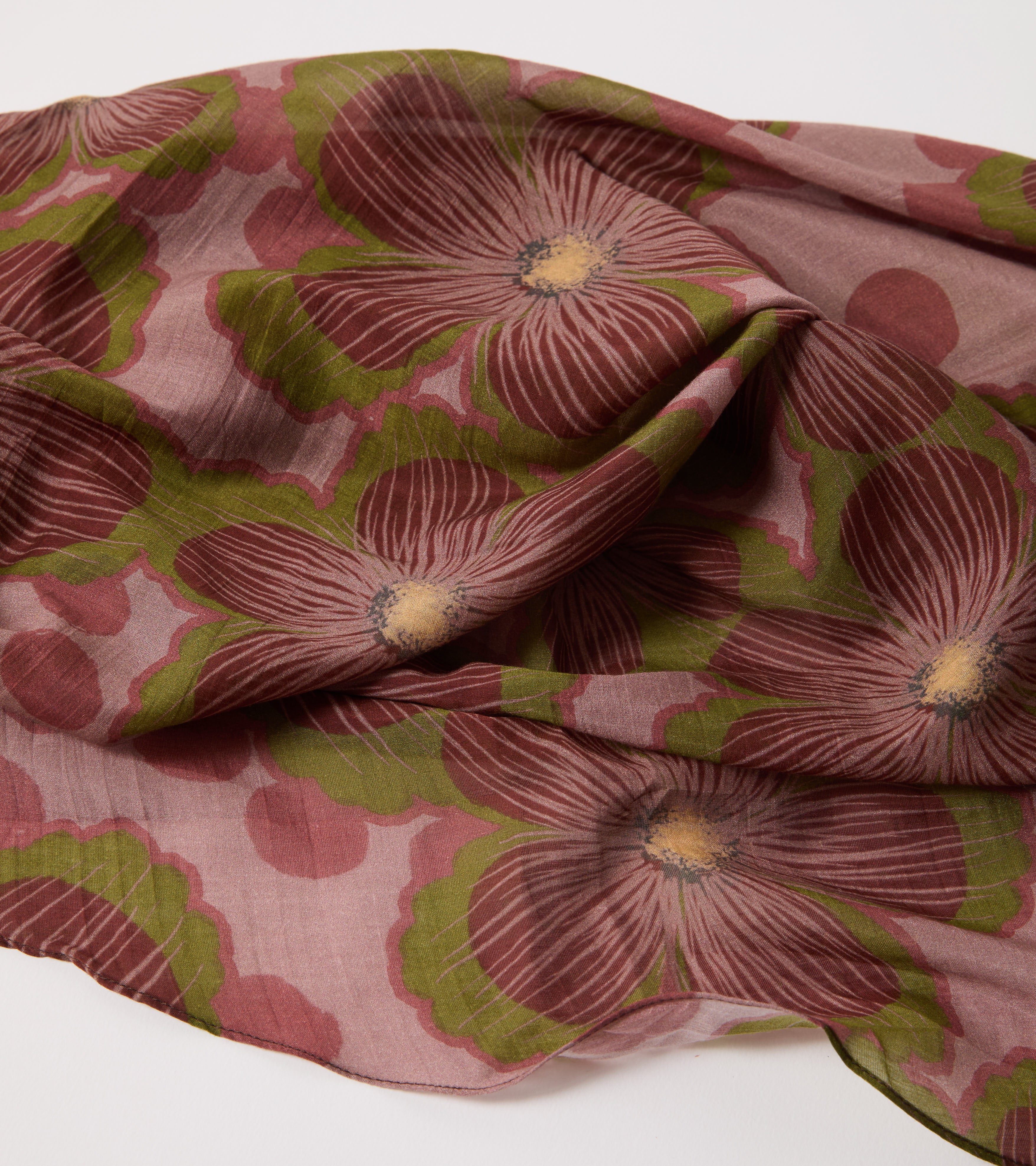 Sciarpa in cotone e seta con stampa floreale