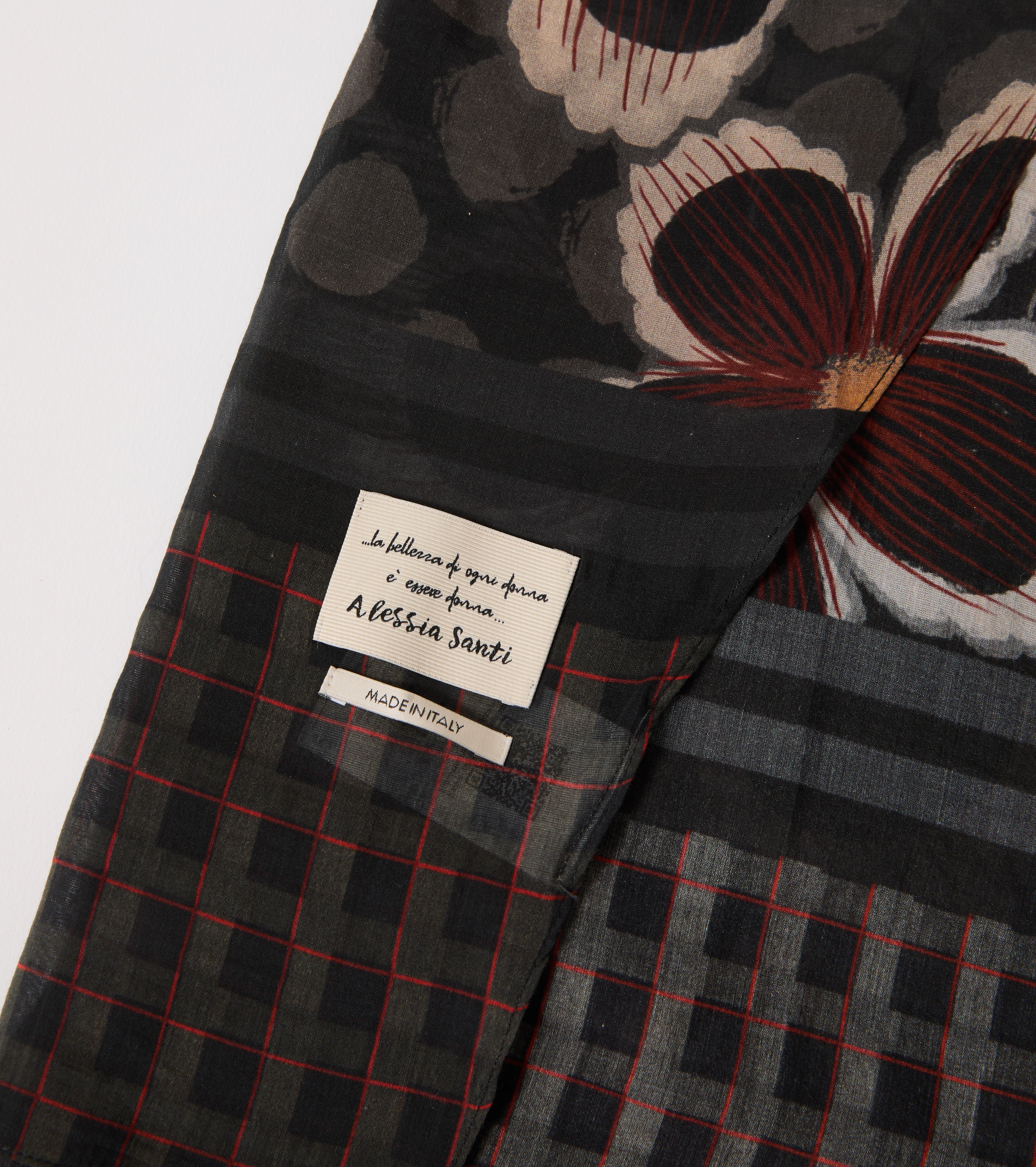 Tørklæde i bomuld og silke med blomsterprint