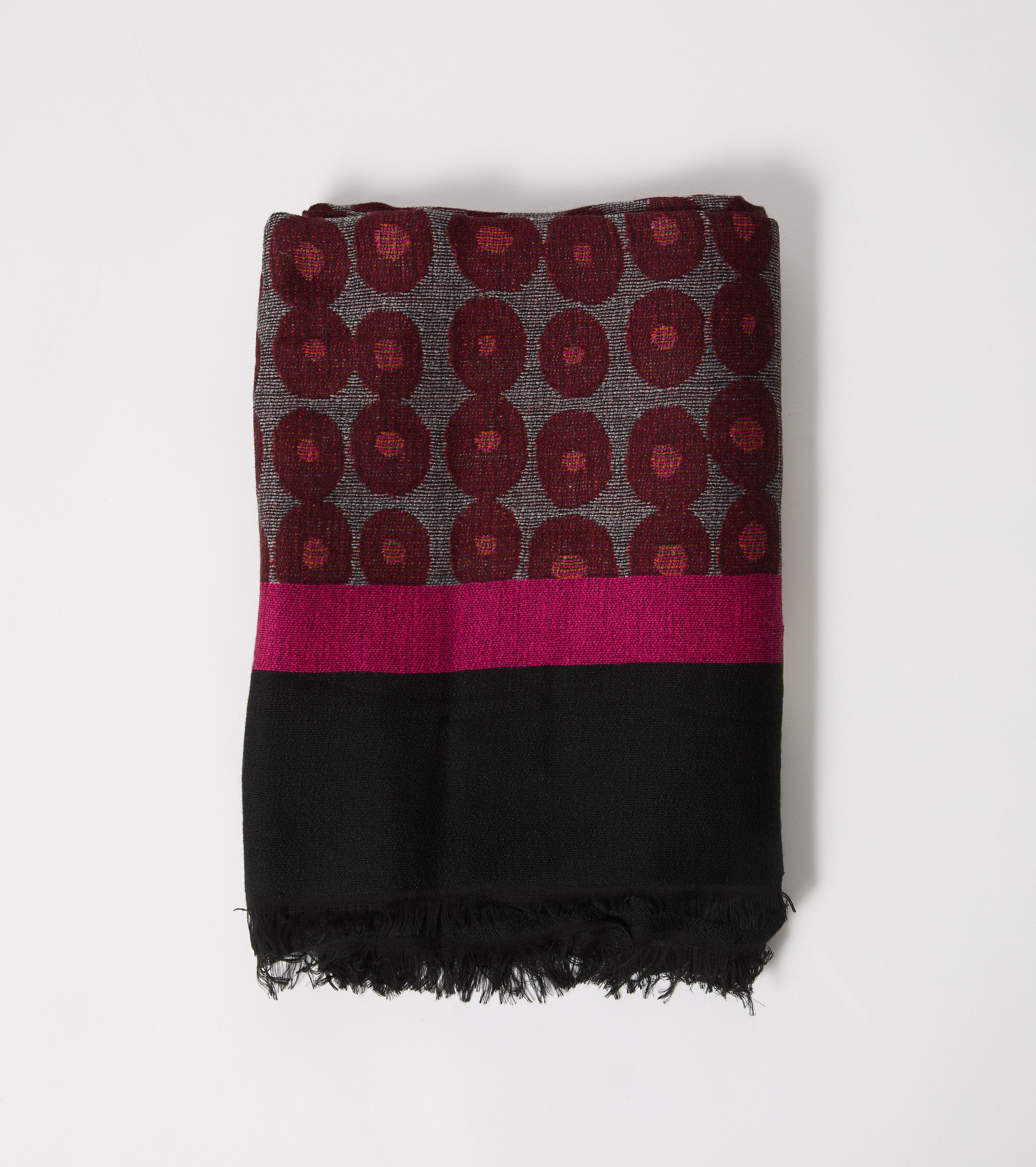 Jacquard-uldtørklæde med frynser