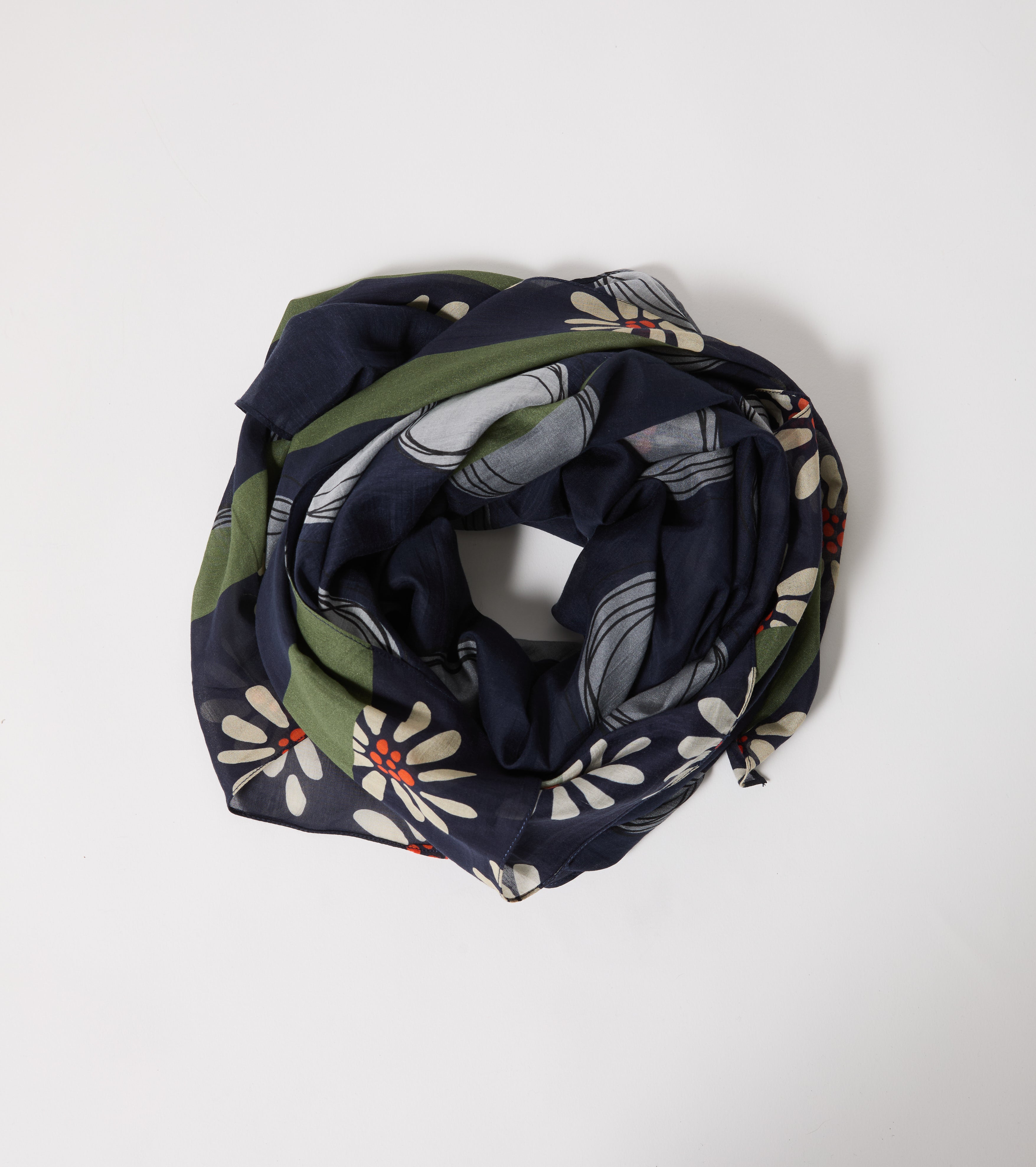 Foulard in cotone e seta con fiori