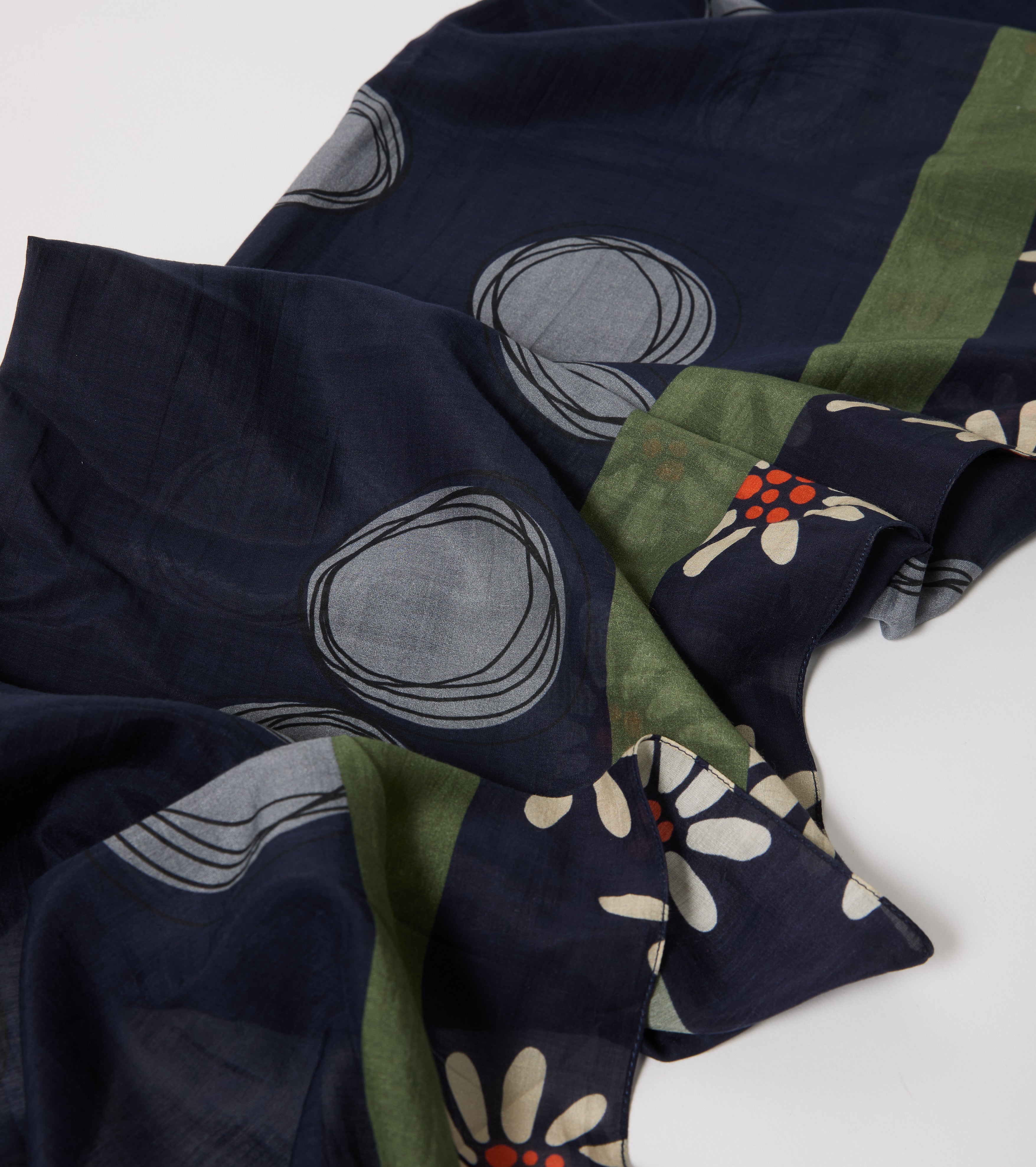 Foulard in cotone e seta con fiori