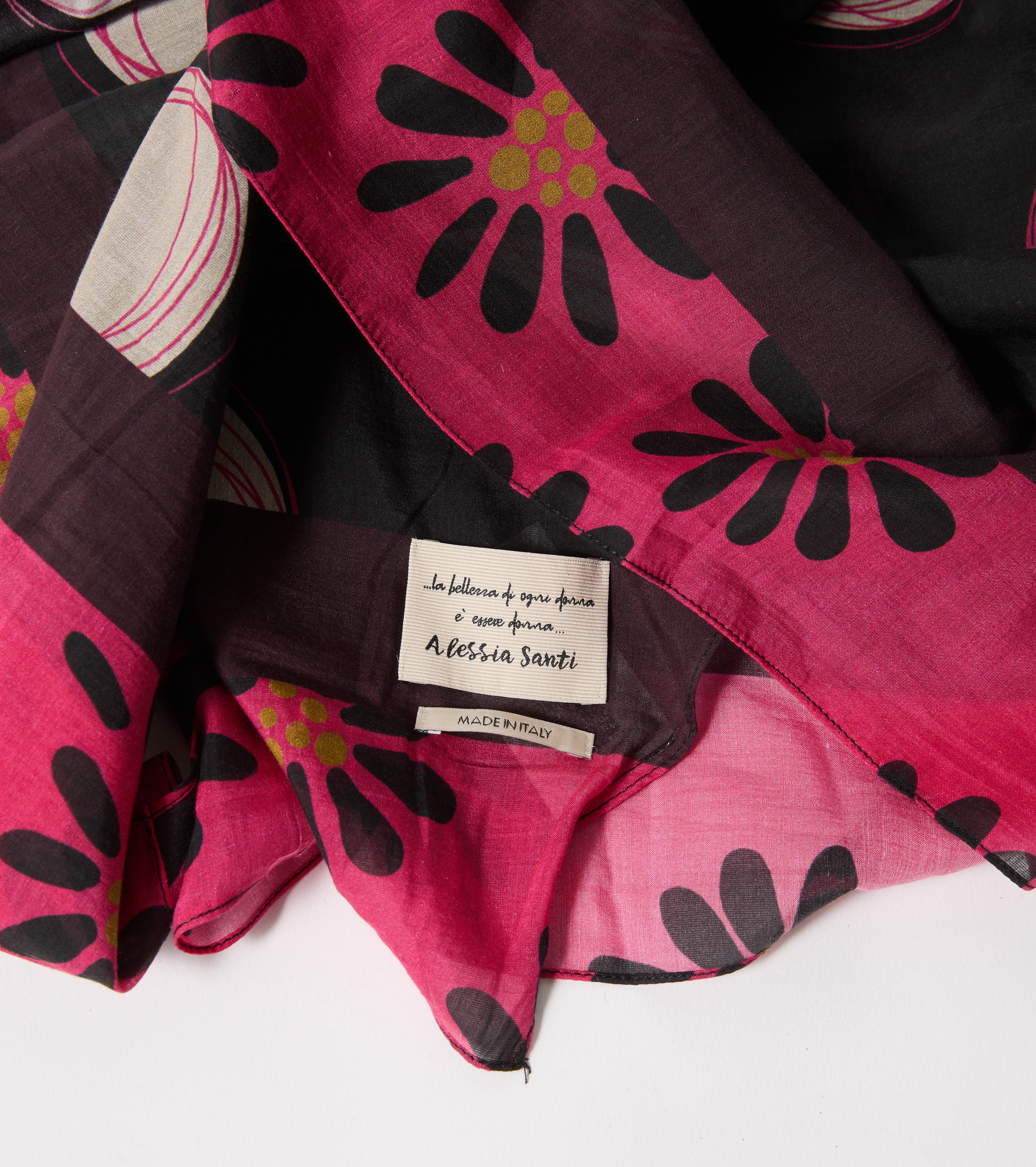 Foulard in cotone e seta con fiori