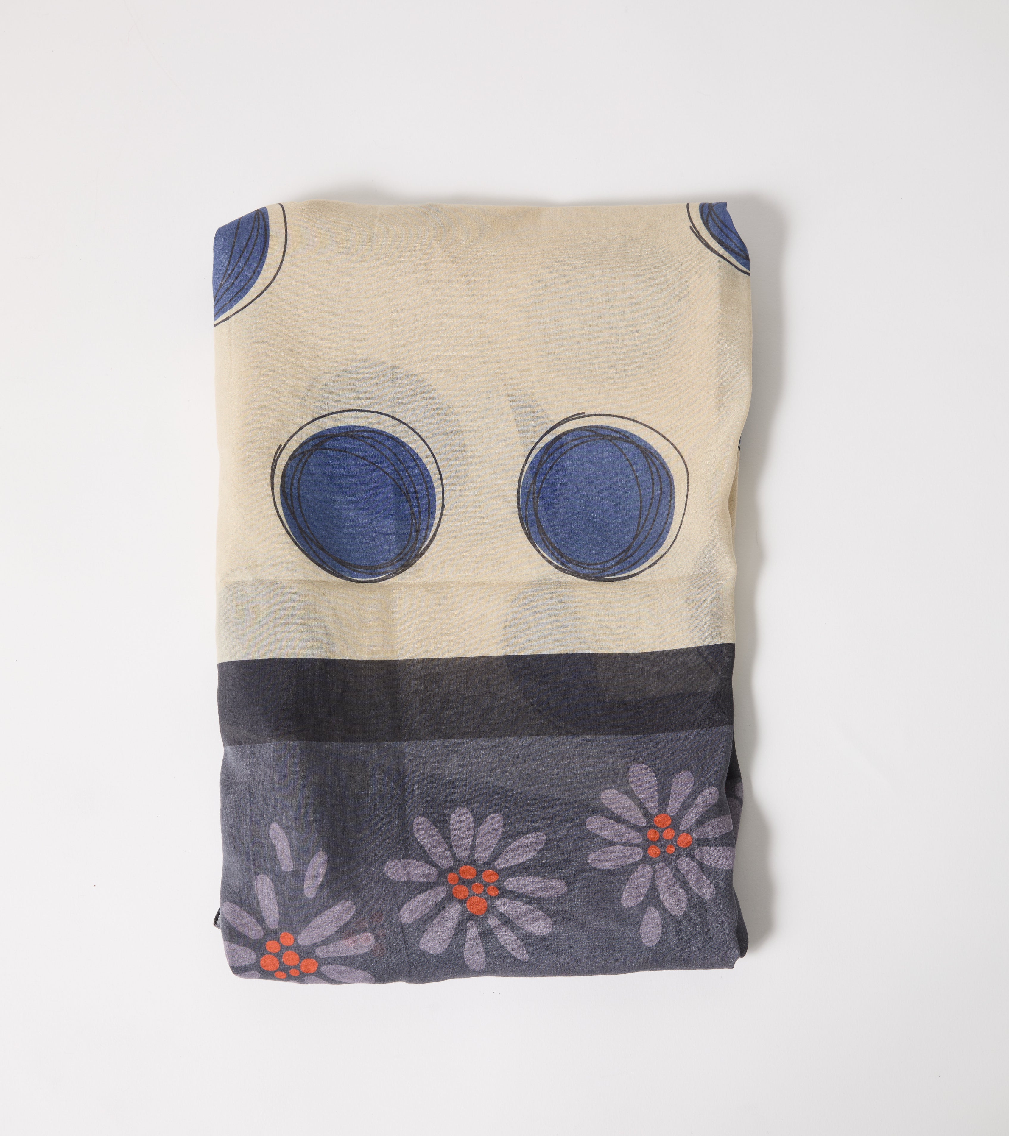 Foulard in cotone e seta con fiori