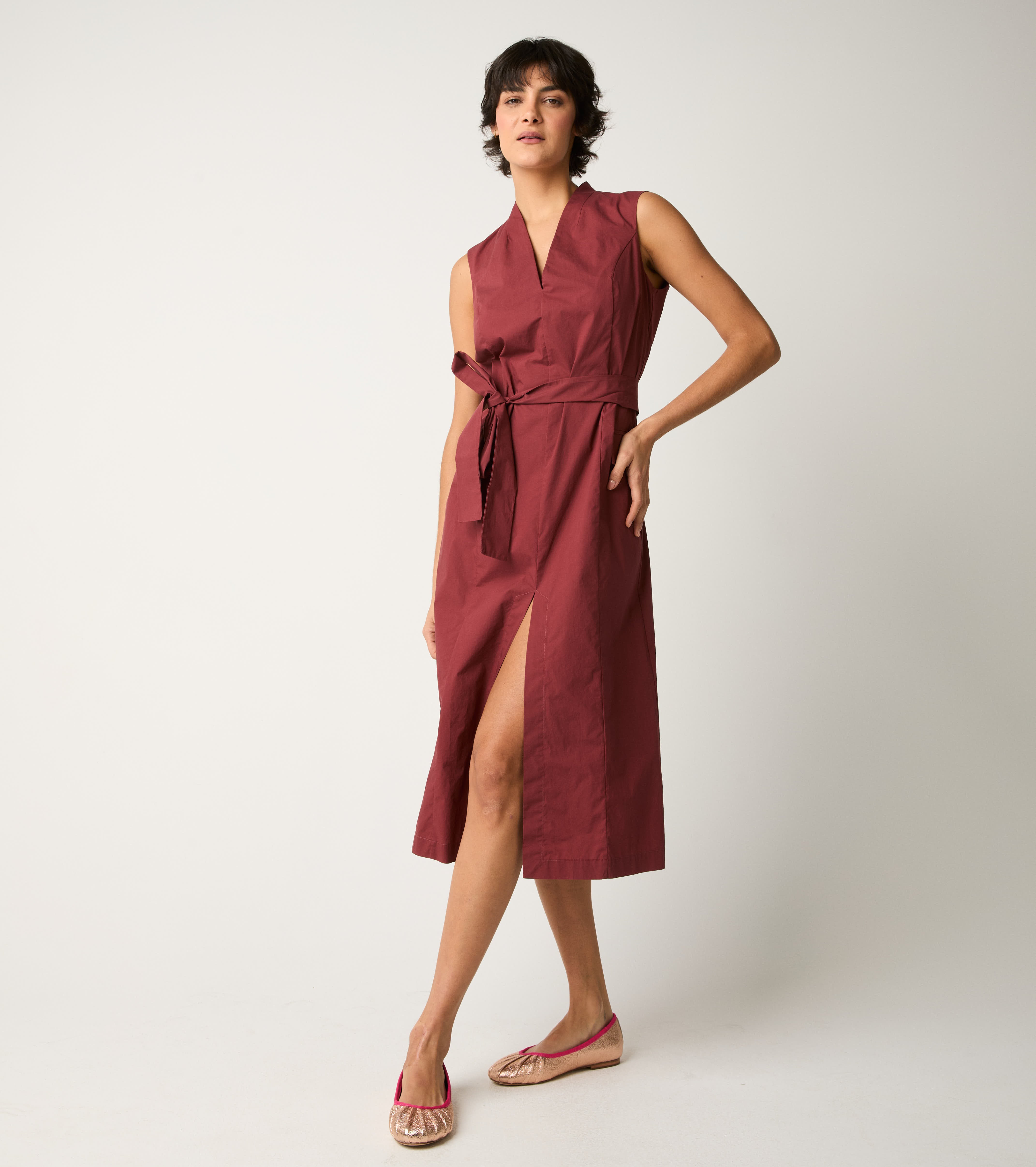 Cotton dress with jam belt