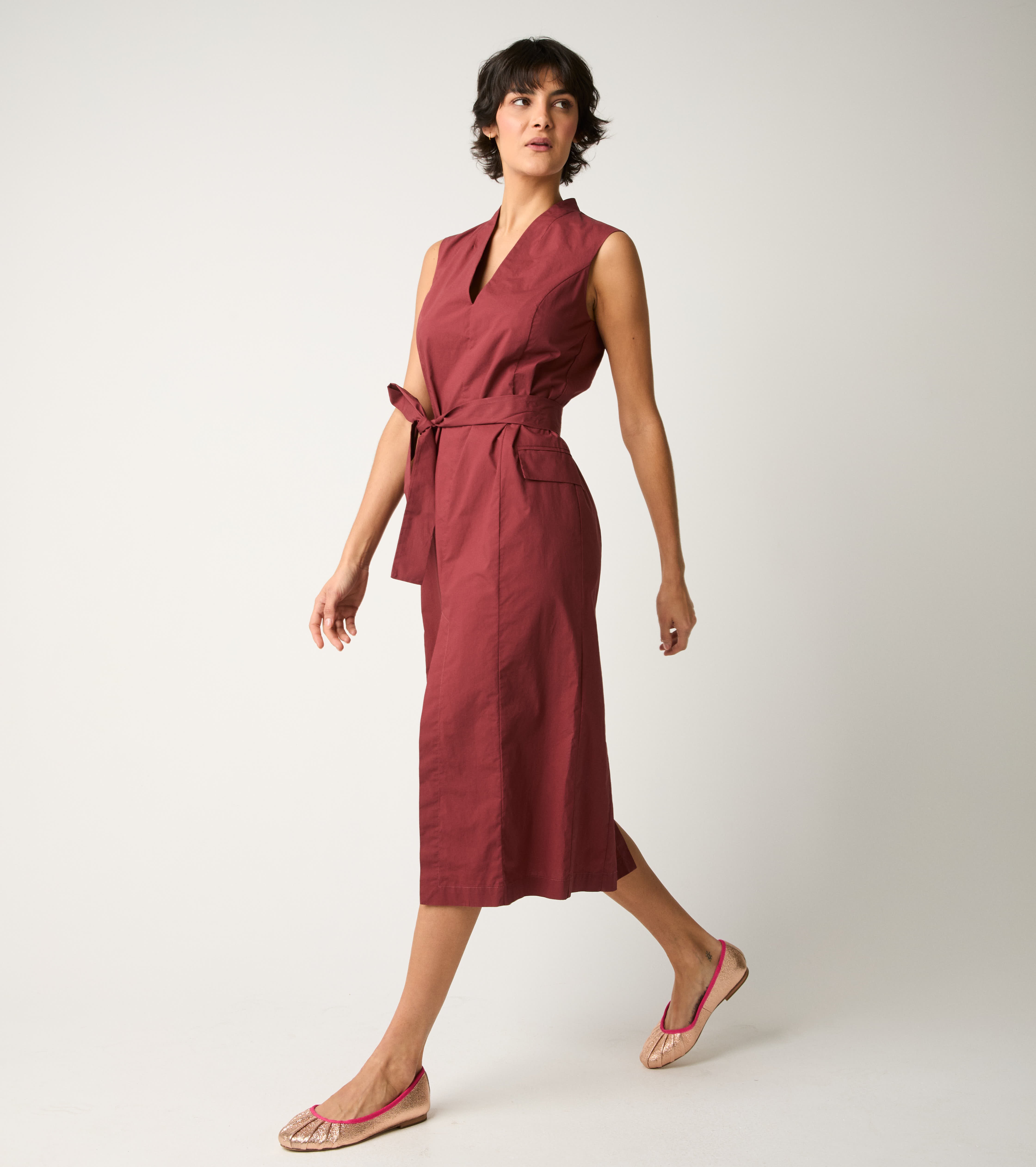 Cotton dress with jam belt