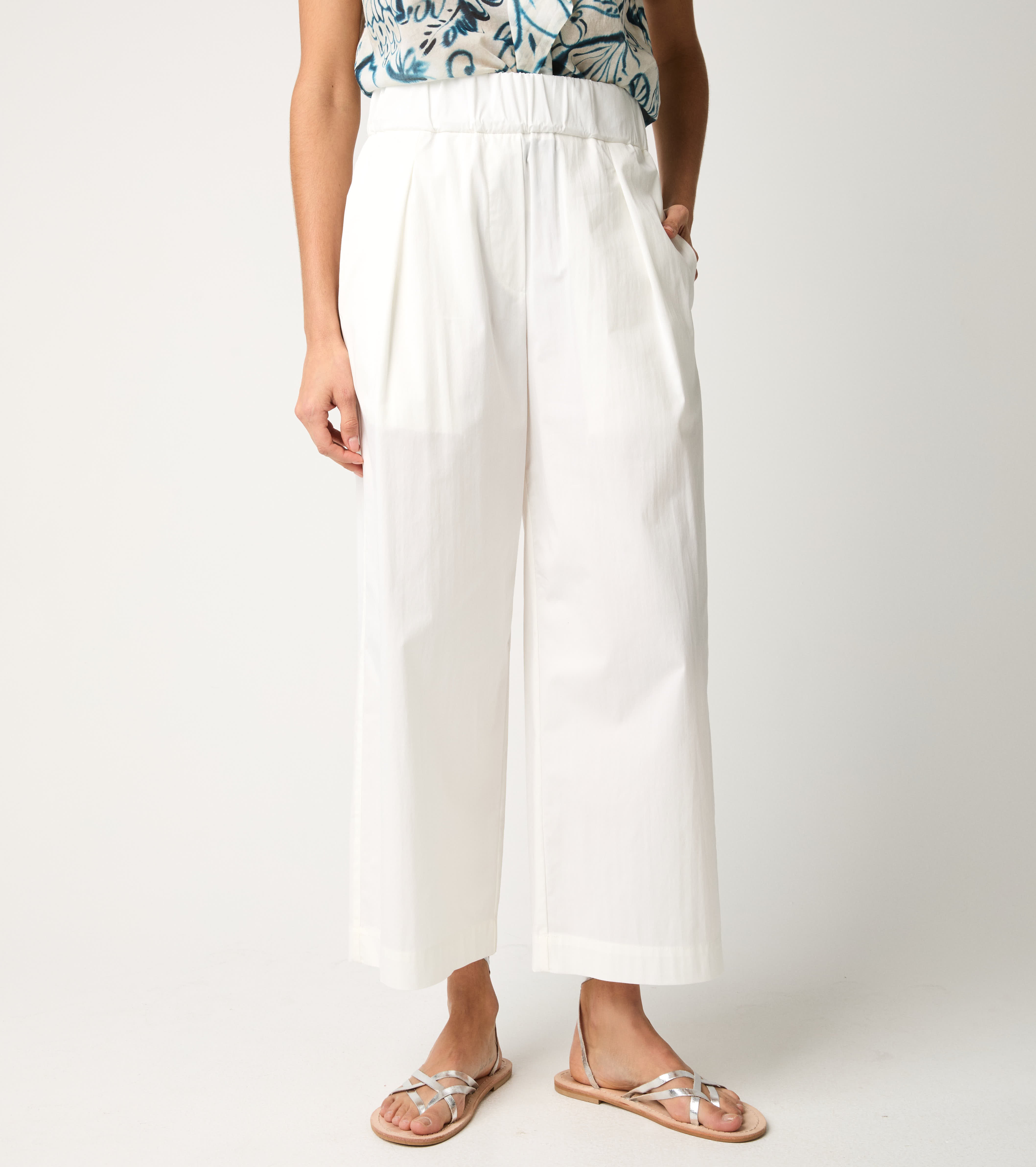 Pantaloni cropped con pinces bianco