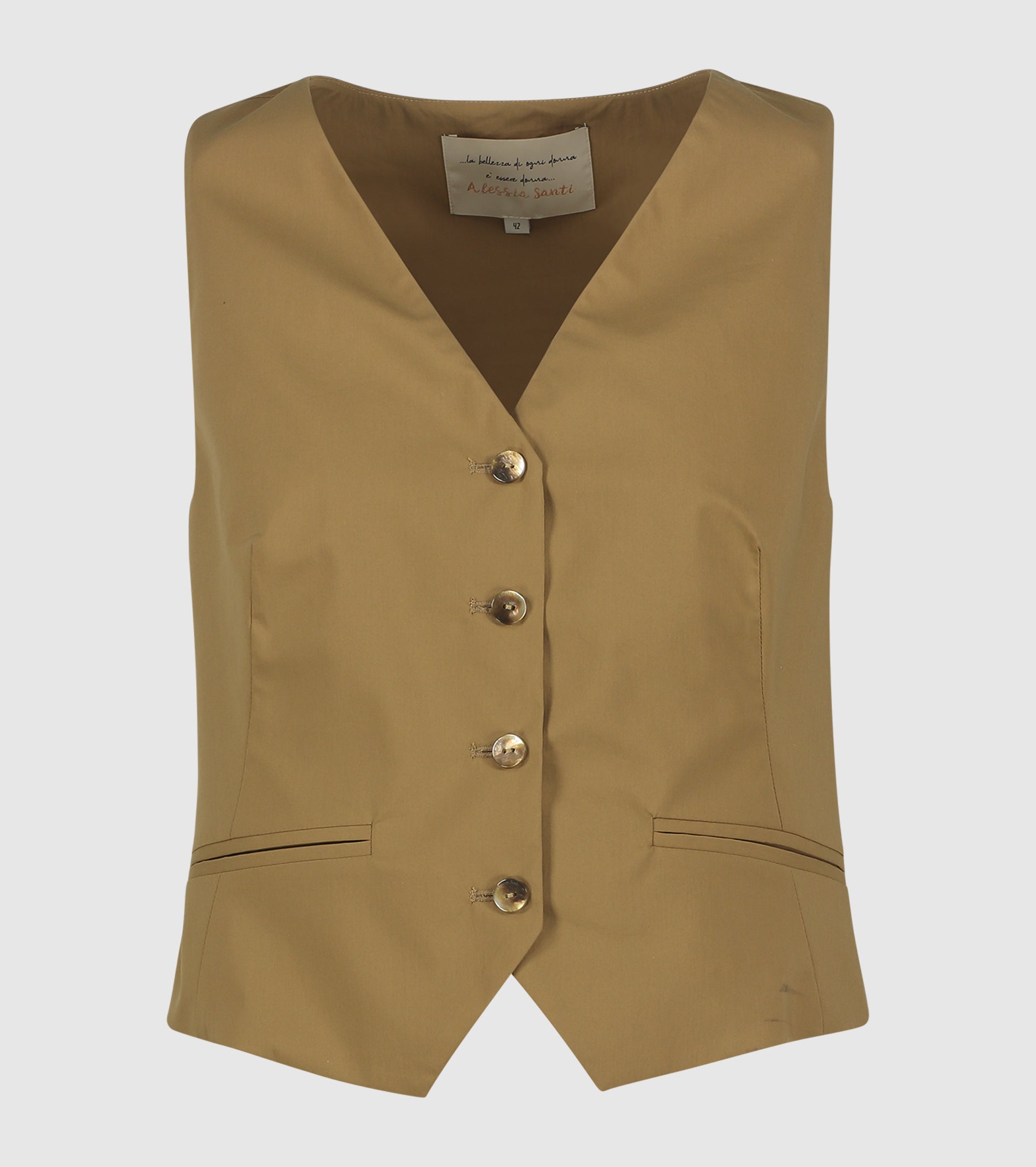 ermine V-neck buttoned waistcoat