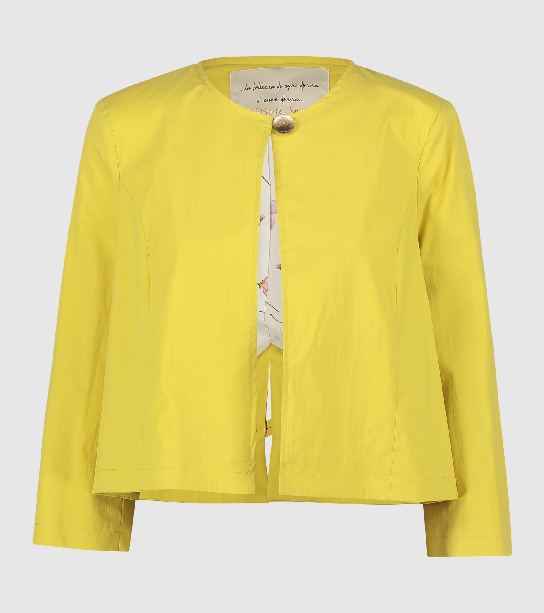 Giacca cropped con maniche a tre quarti olio