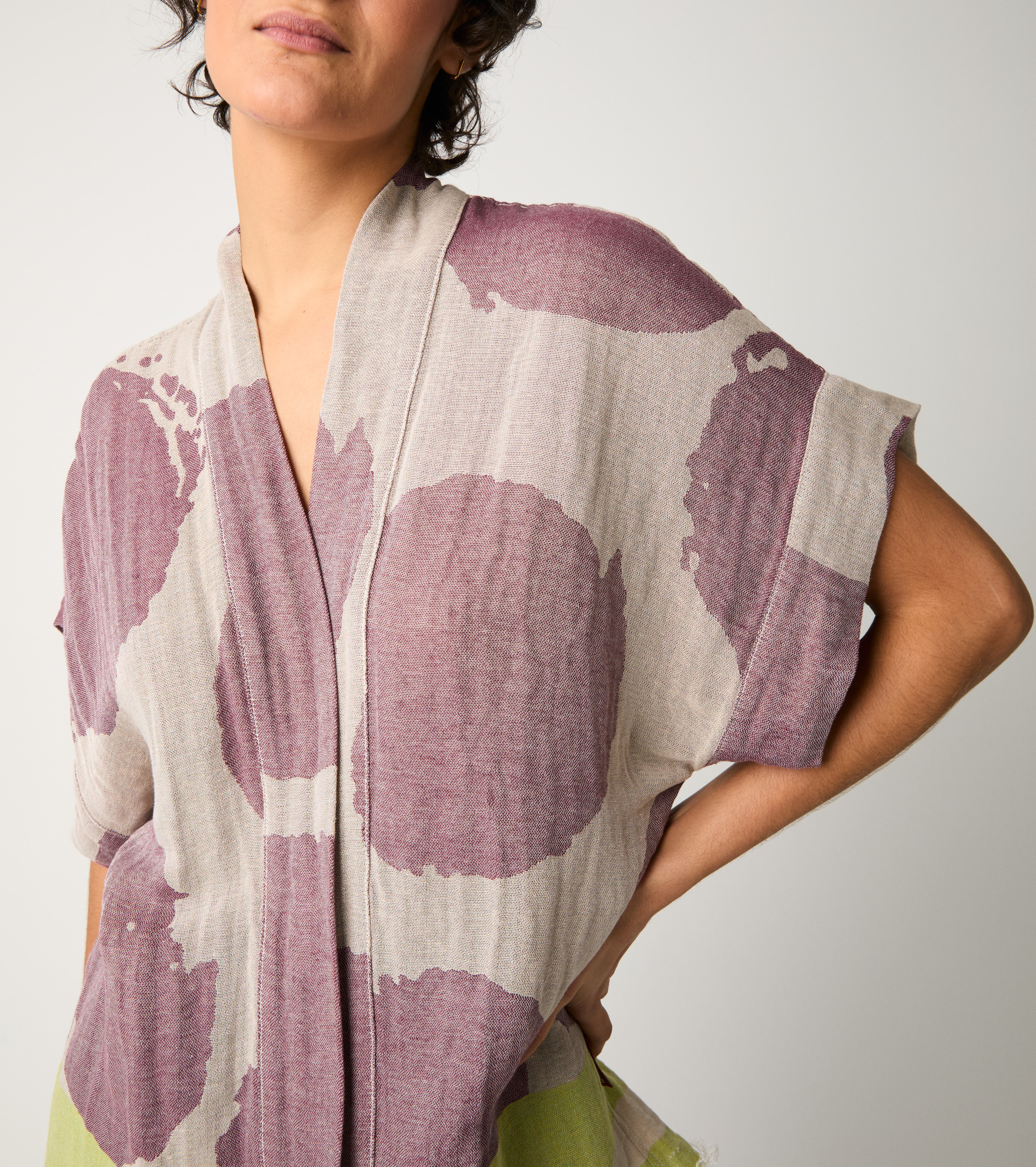 Giacca kimono in cotone jacquard frassino
