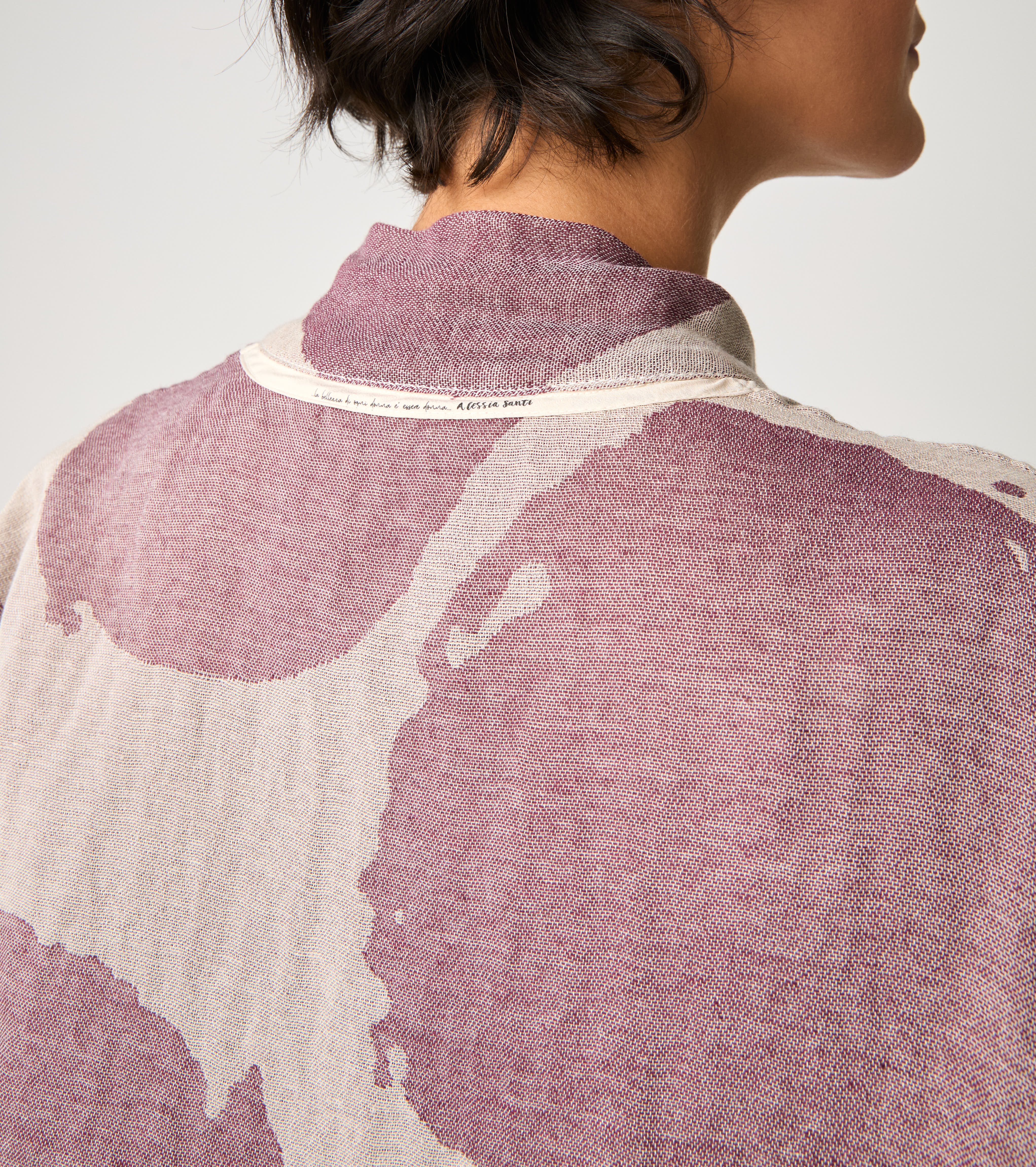 Giacca kimono in cotone jacquard frassino