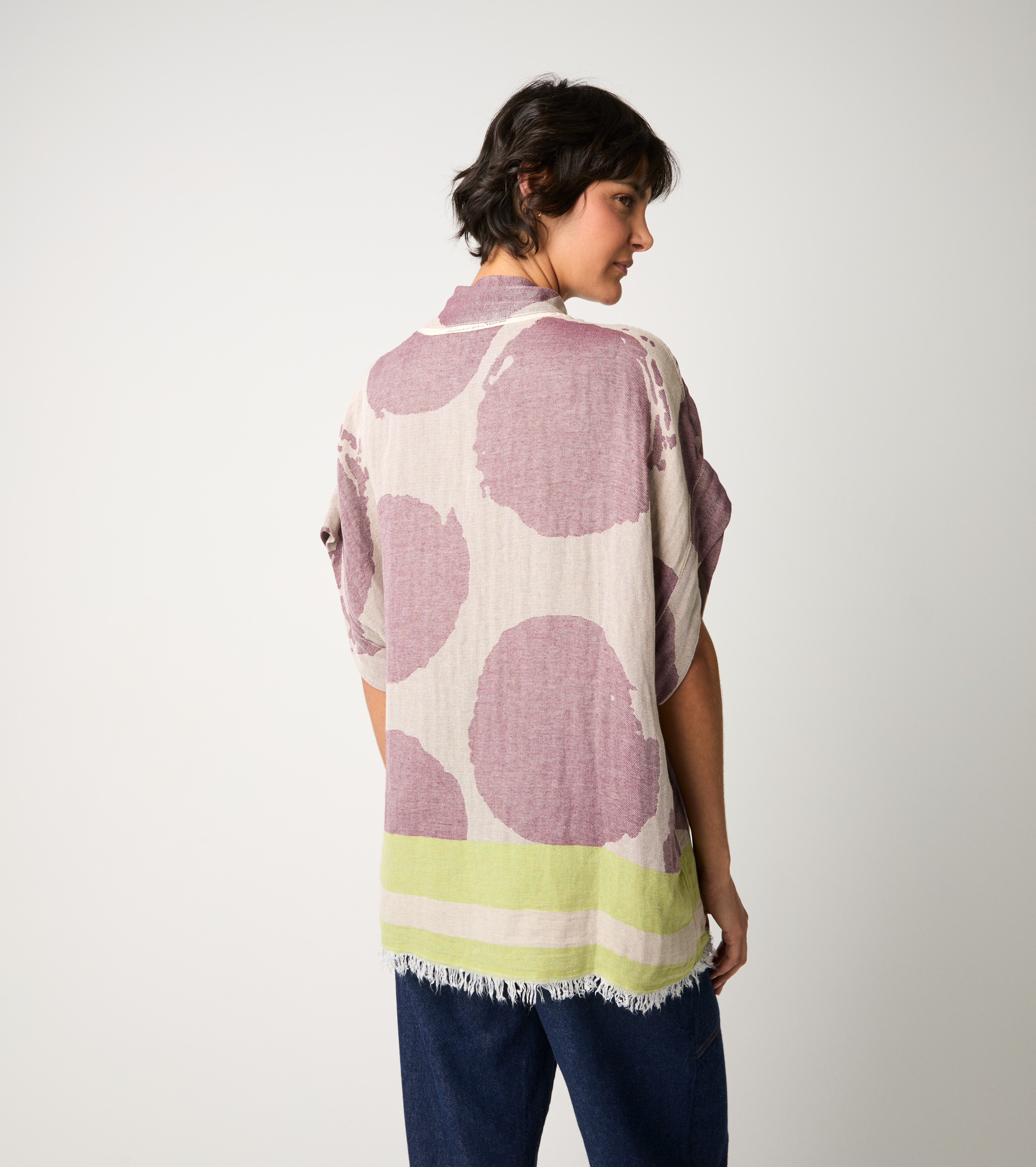 Giacca kimono in cotone jacquard frassino