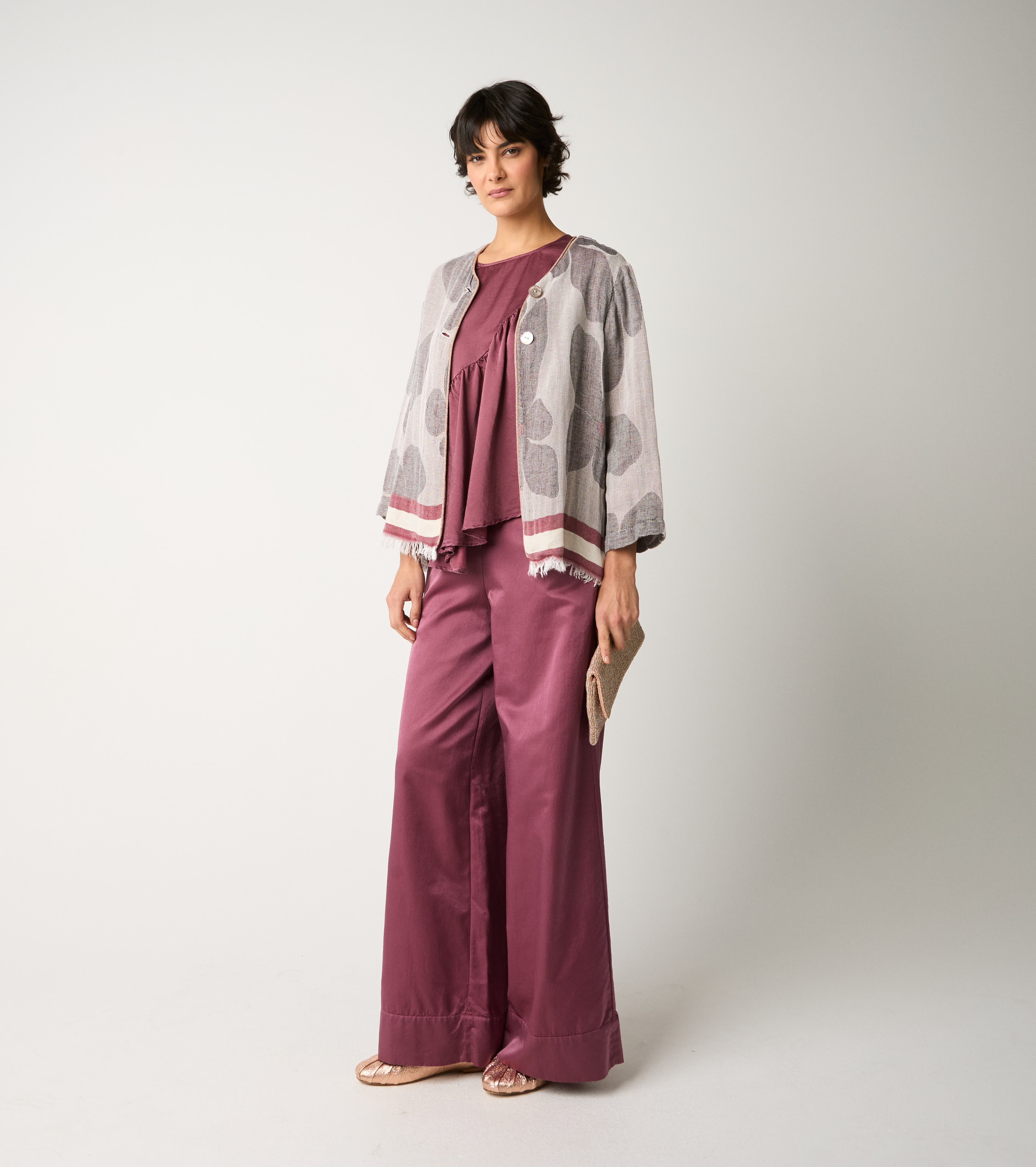 Giacca in cotone jacquard sabbia