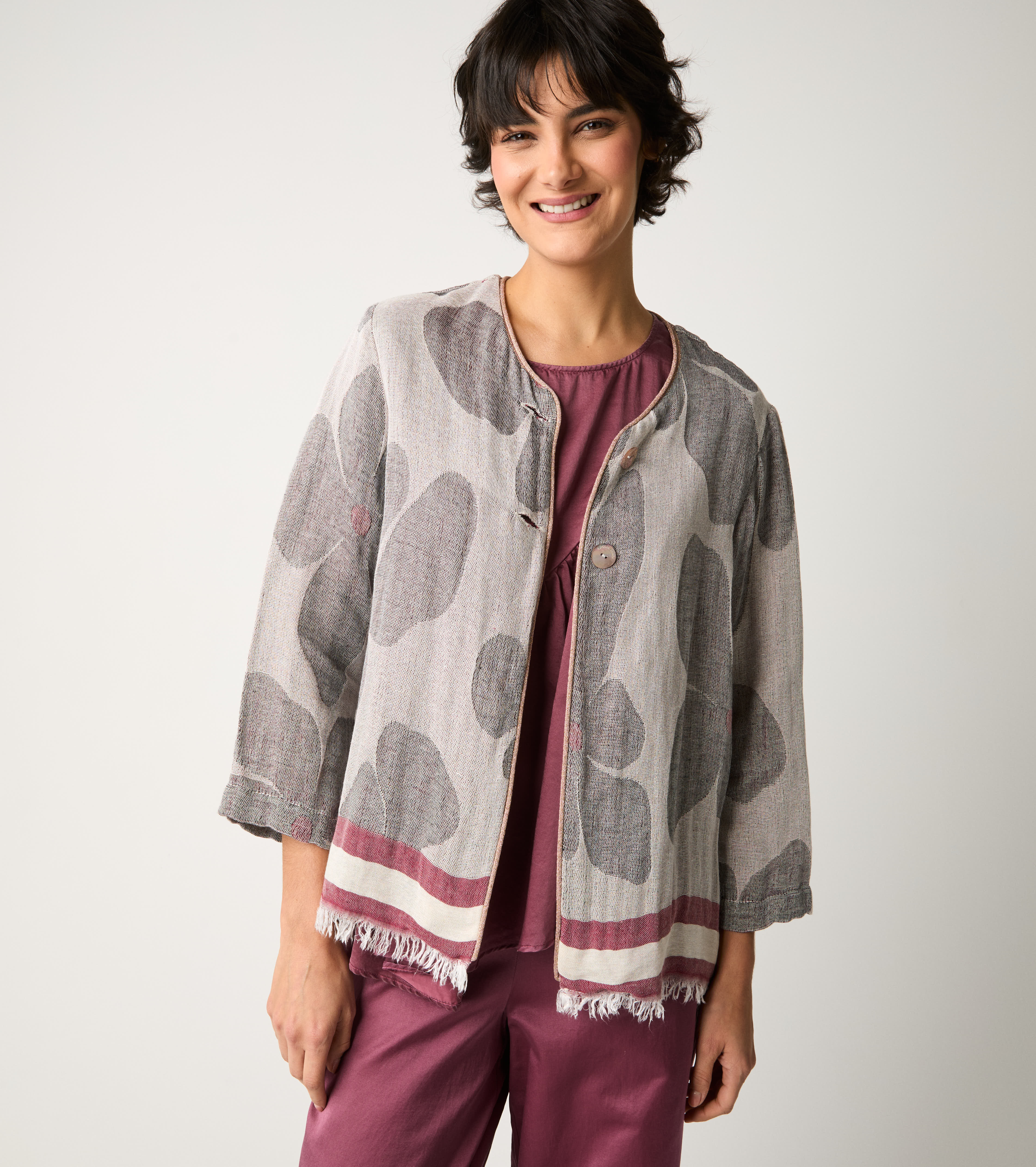 Giacca in cotone jacquard sabbia