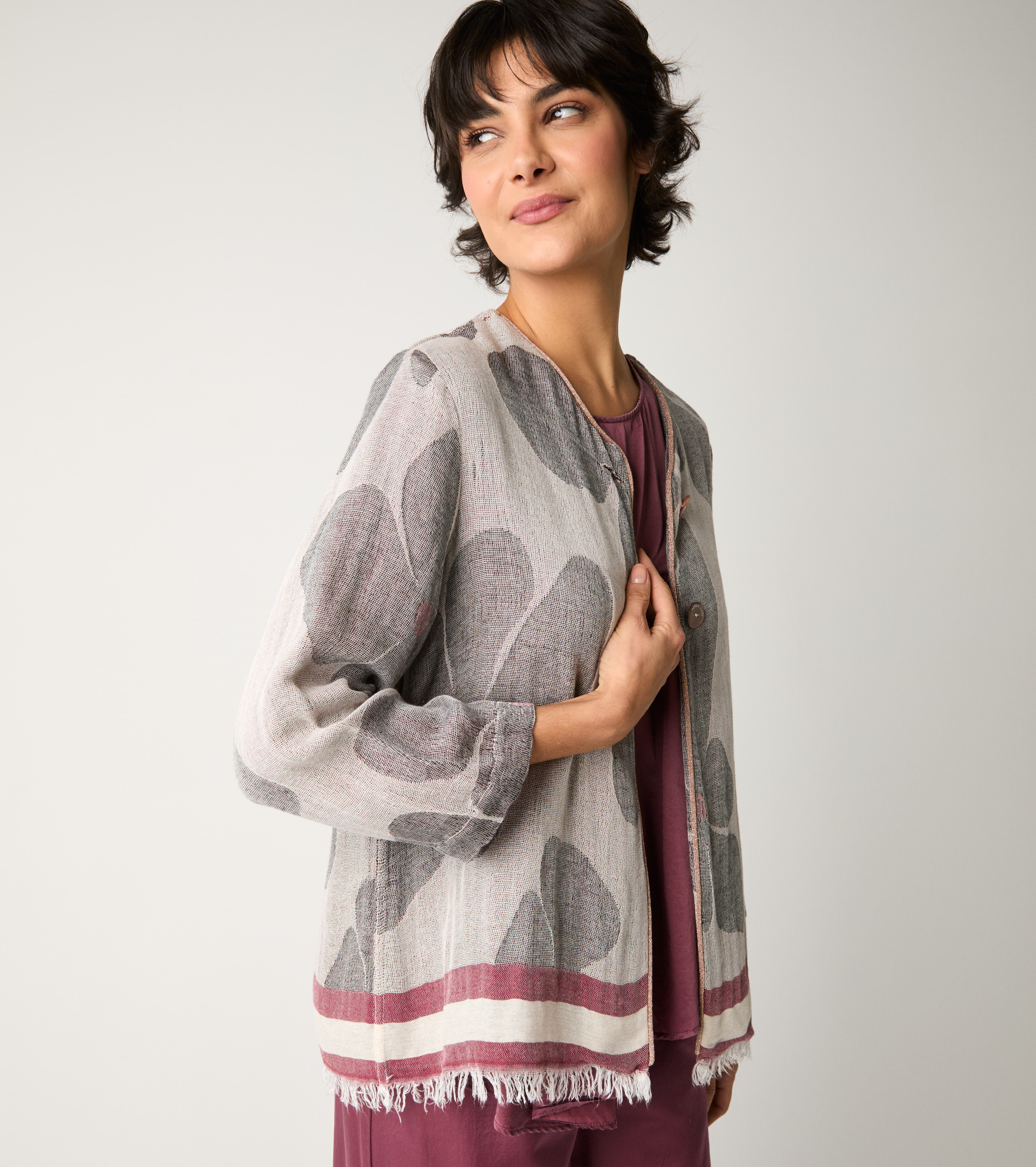 Giacca in cotone jacquard sabbia