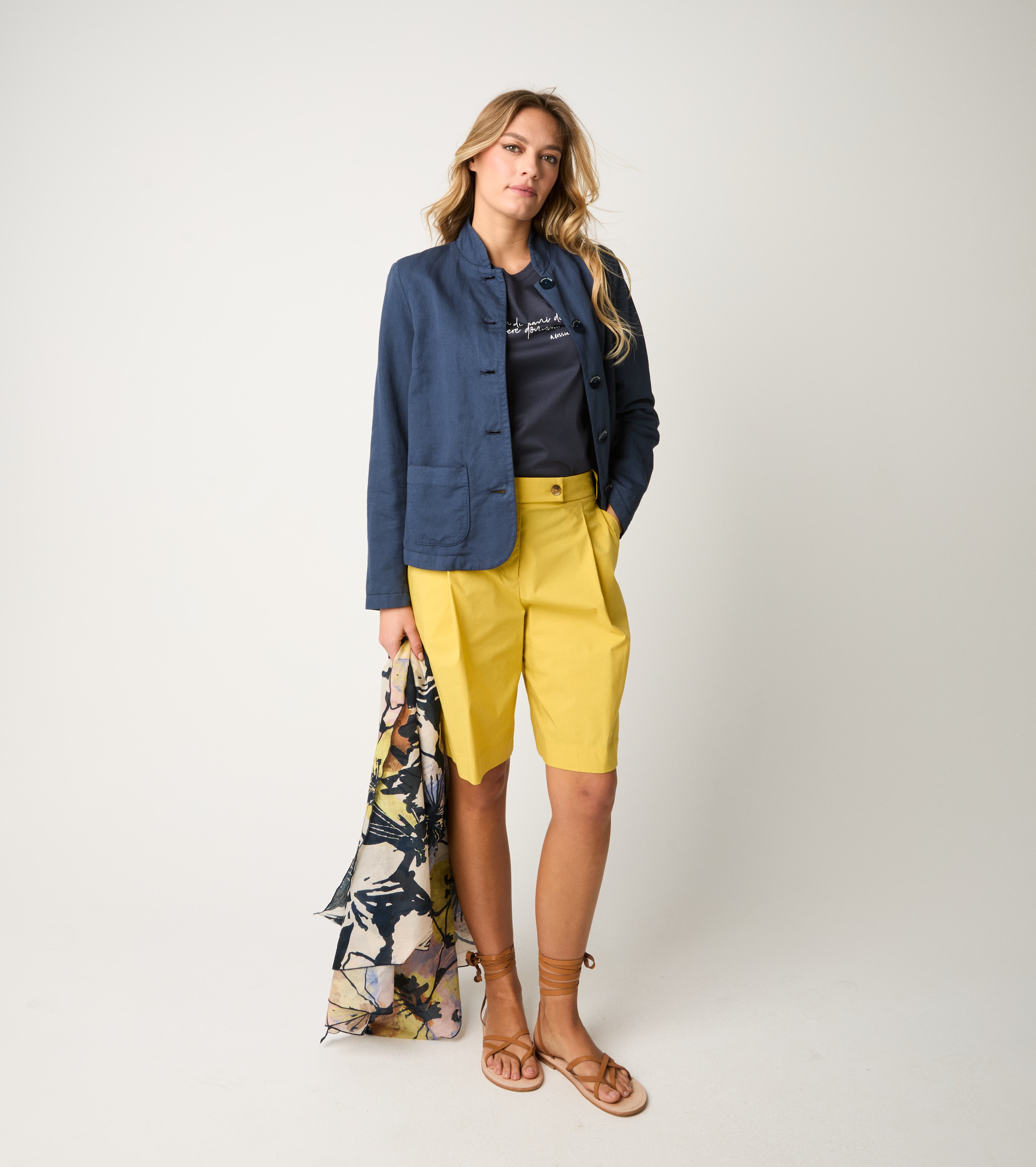 Blue mandarin collar jacket