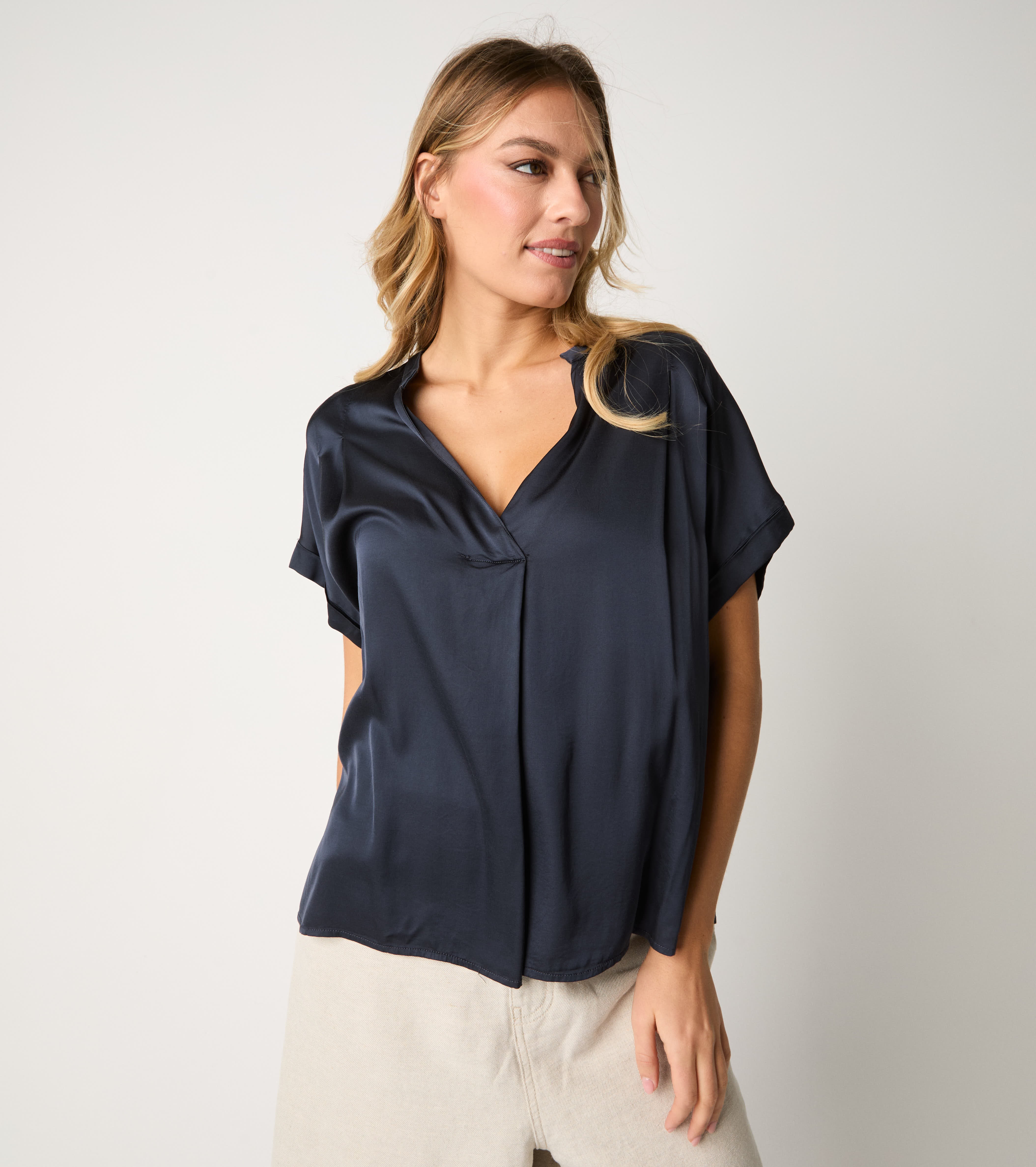 Blusa con maniche corte blu