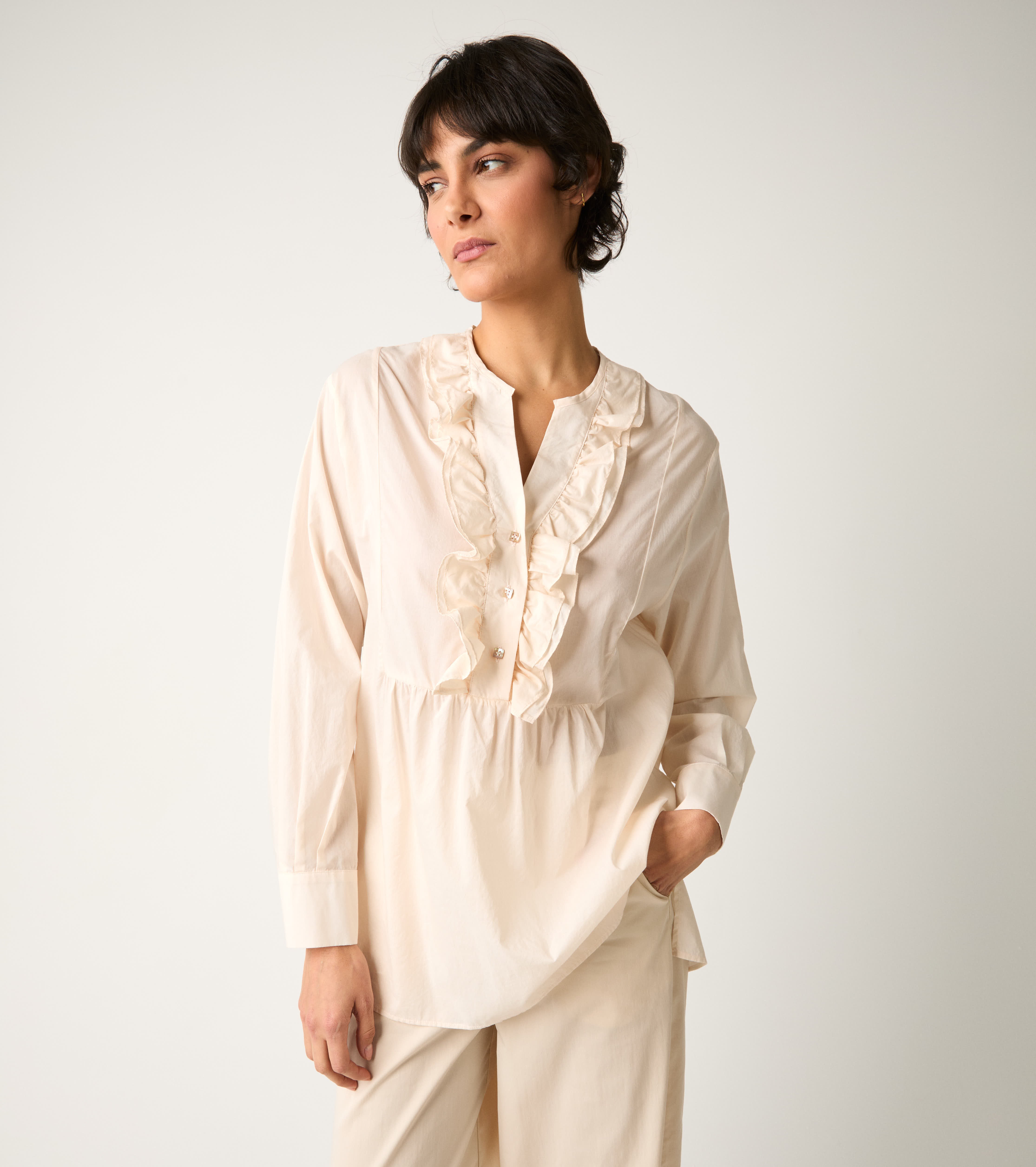 Salina buttoned and ruffled blouse