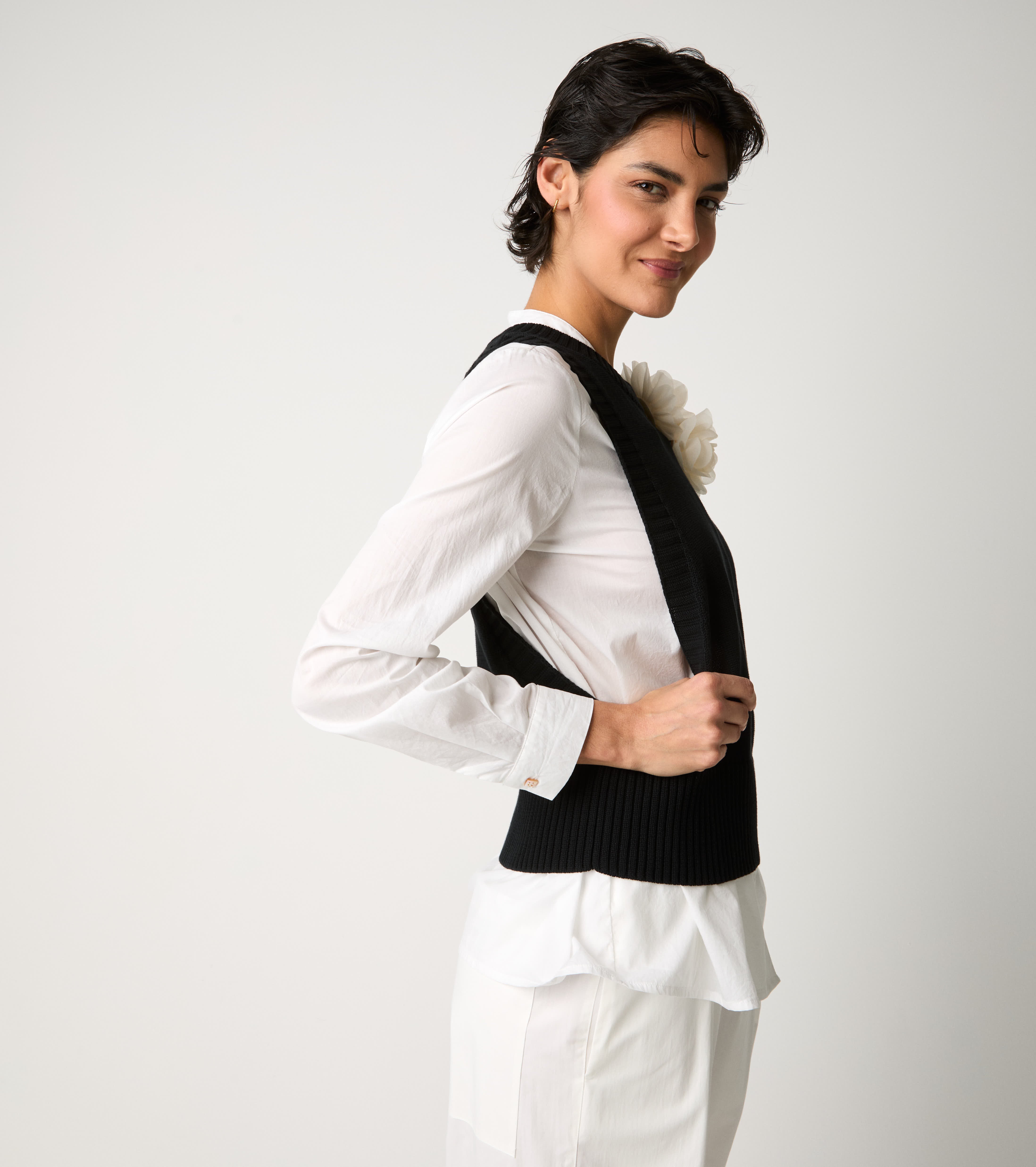 Gilet girocollo in maglia  nero