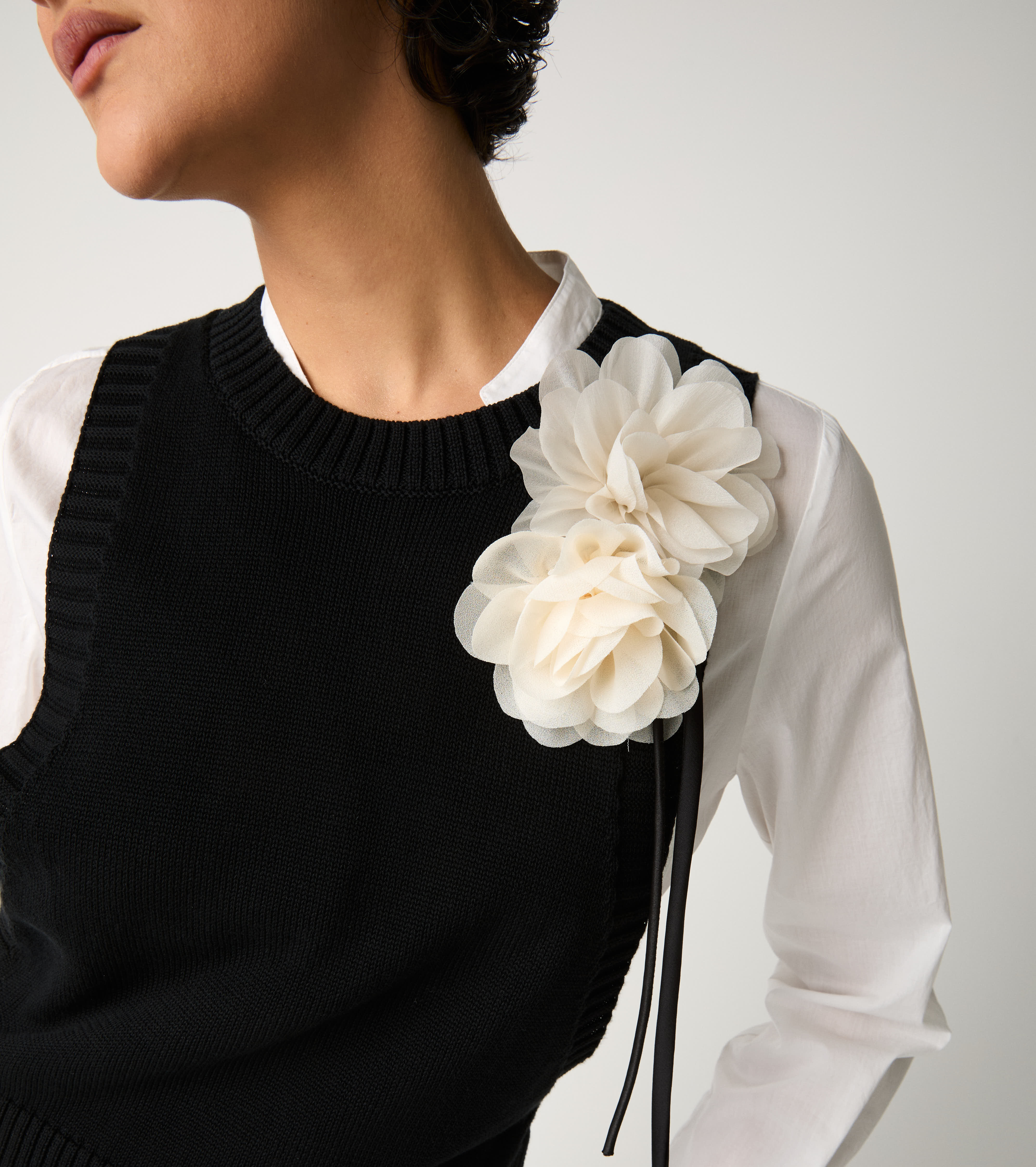 Gilet girocollo in maglia  nero