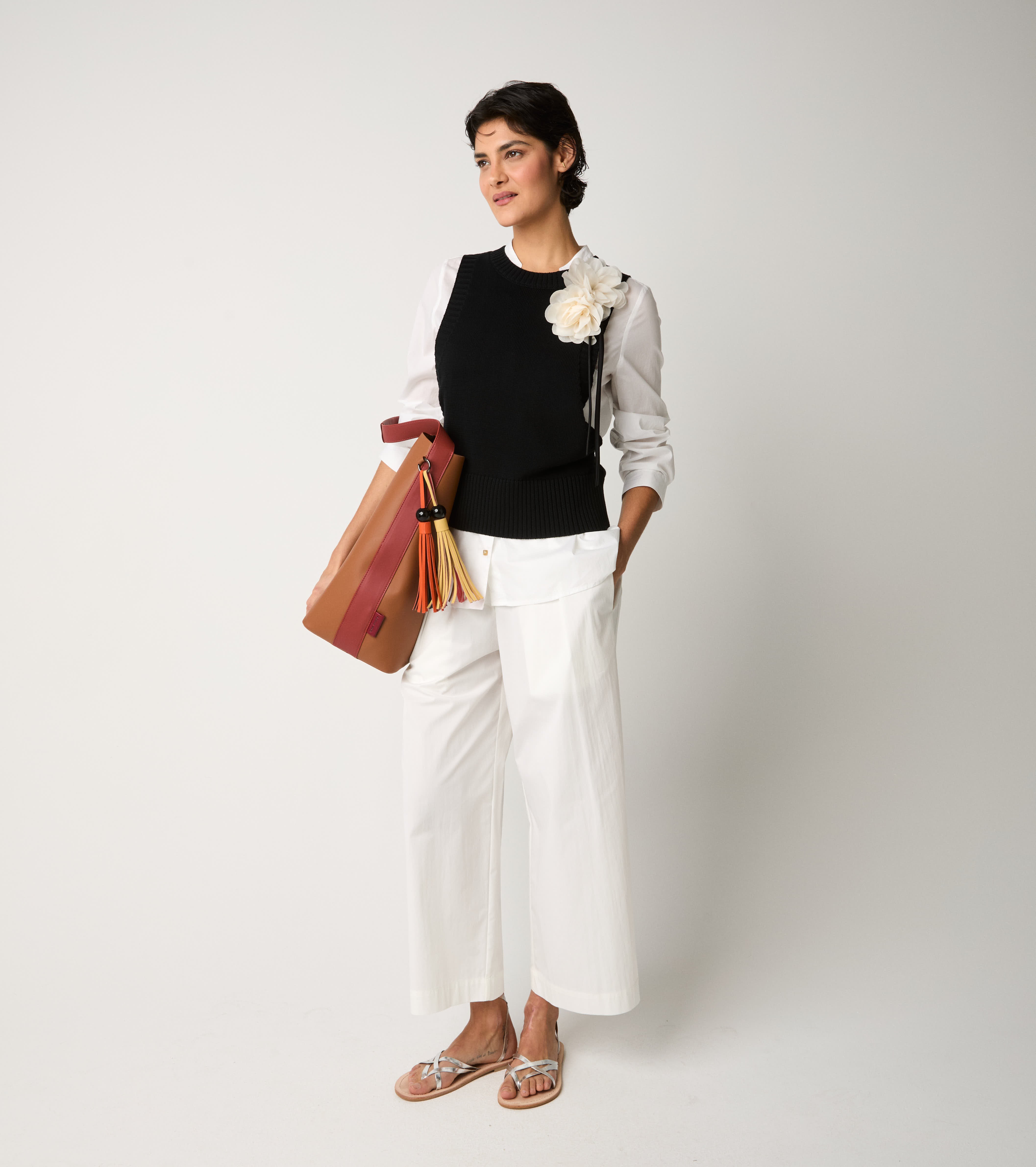 Gilet girocollo in maglia  nero