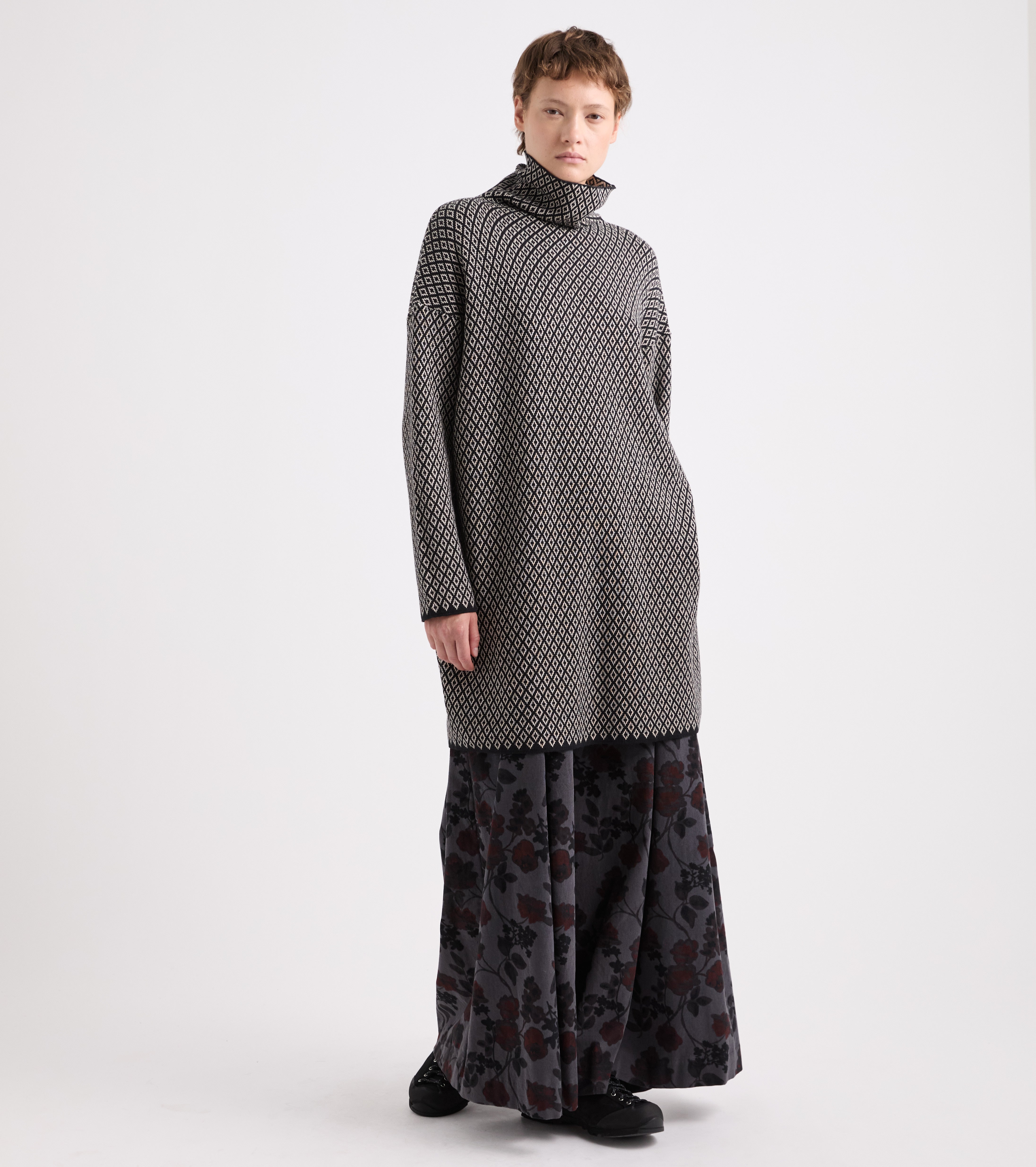 Abito in maglia con motivo geometrico blue grigio
