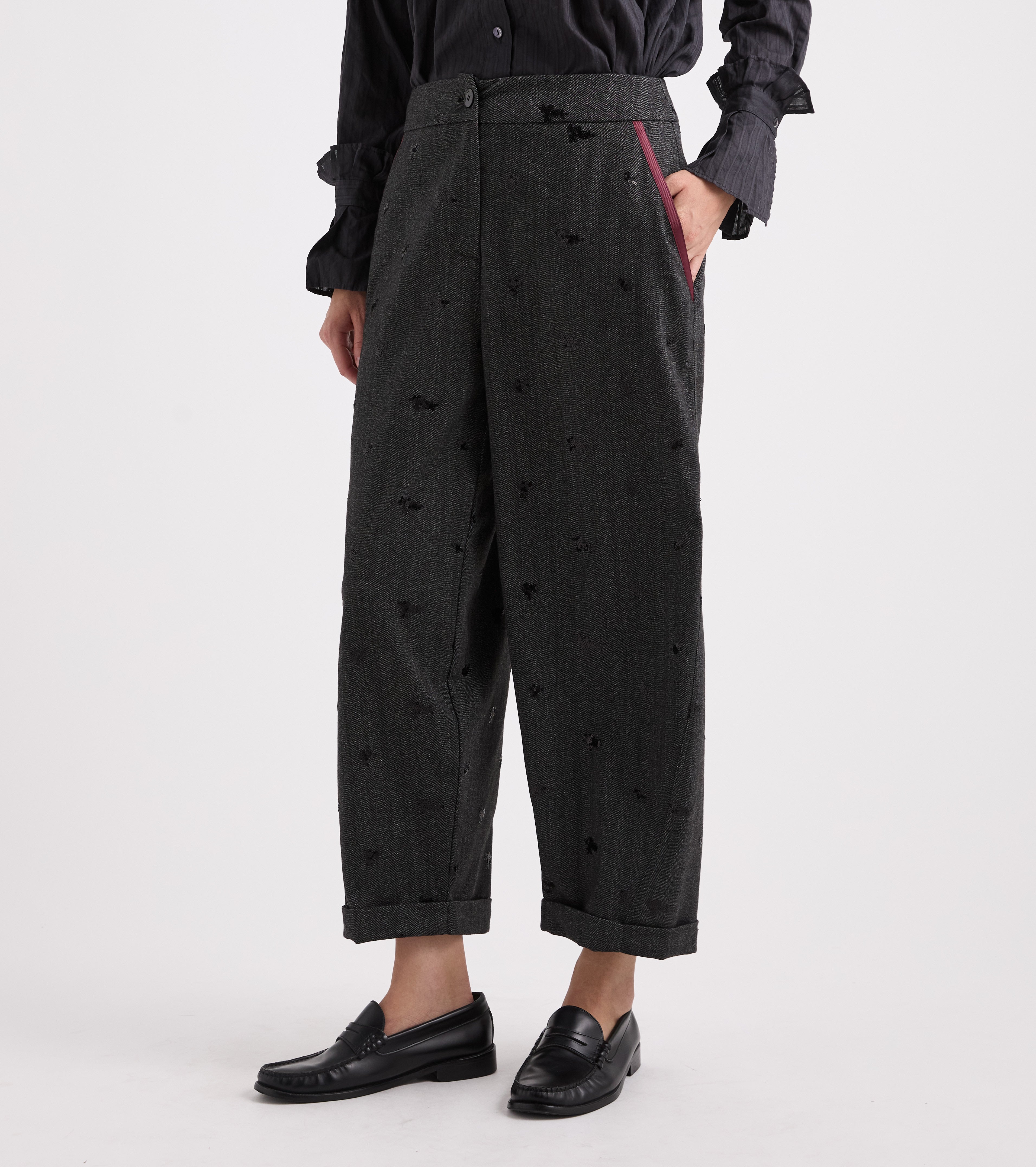 Pantaloni cropped con risvolto sale pepe