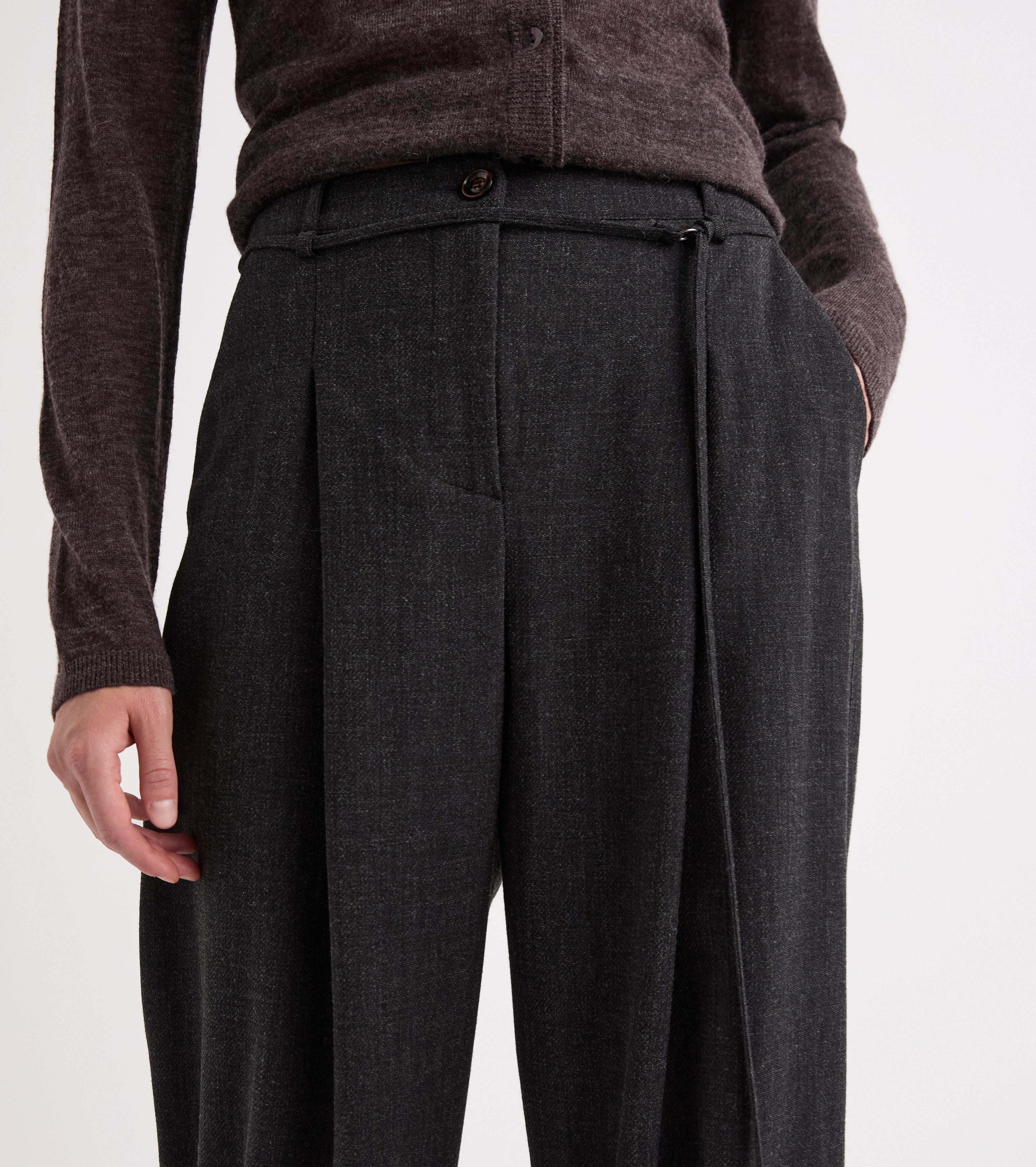 Pantalones con cinturilla y vuelta grises jaspeados