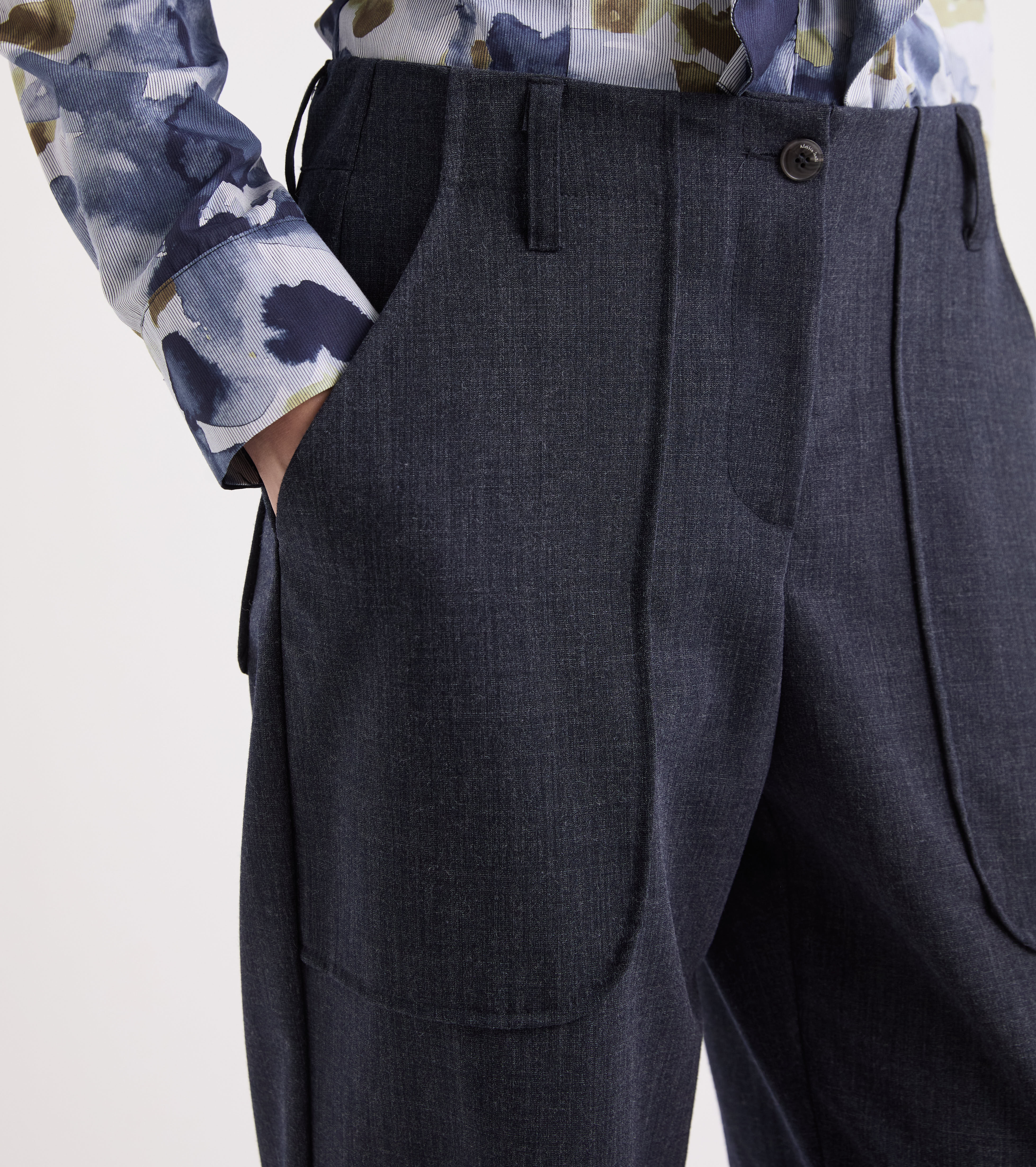 Pantaloni stretch in viscosa nero