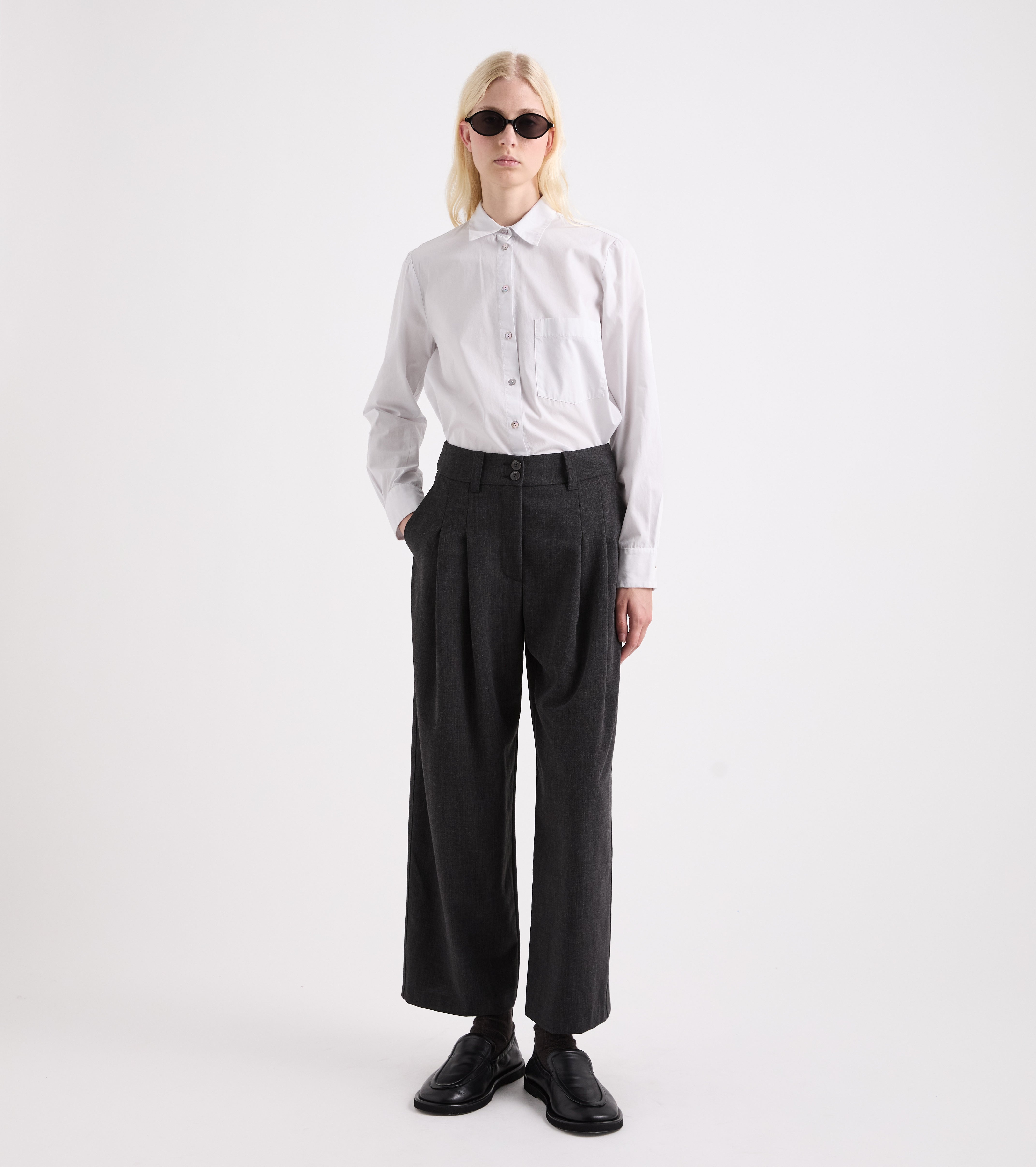 Pantaloni a palazzo in viscosa stretch nero