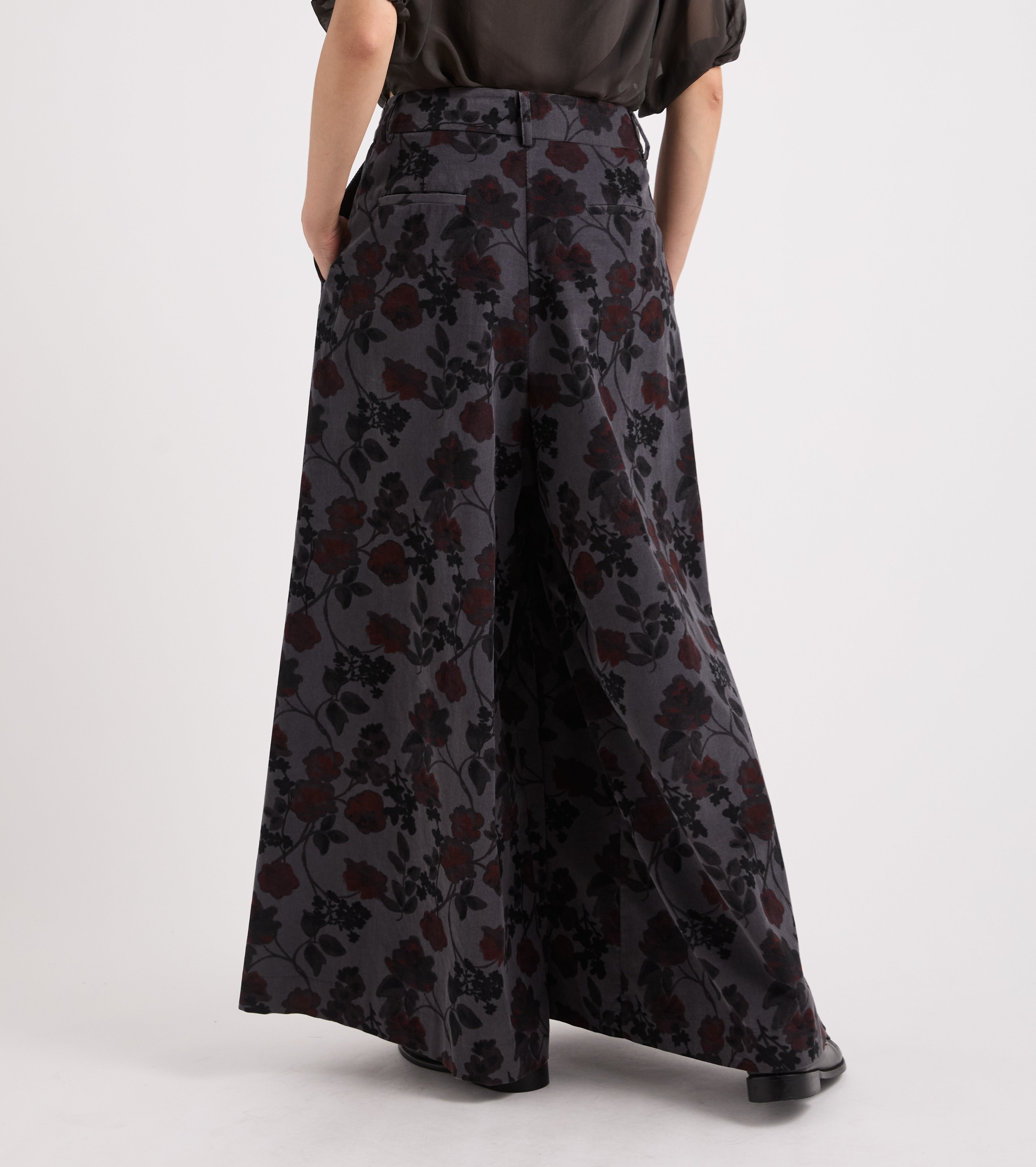 Pantaloni a palazzo in cotone stampato multicolor