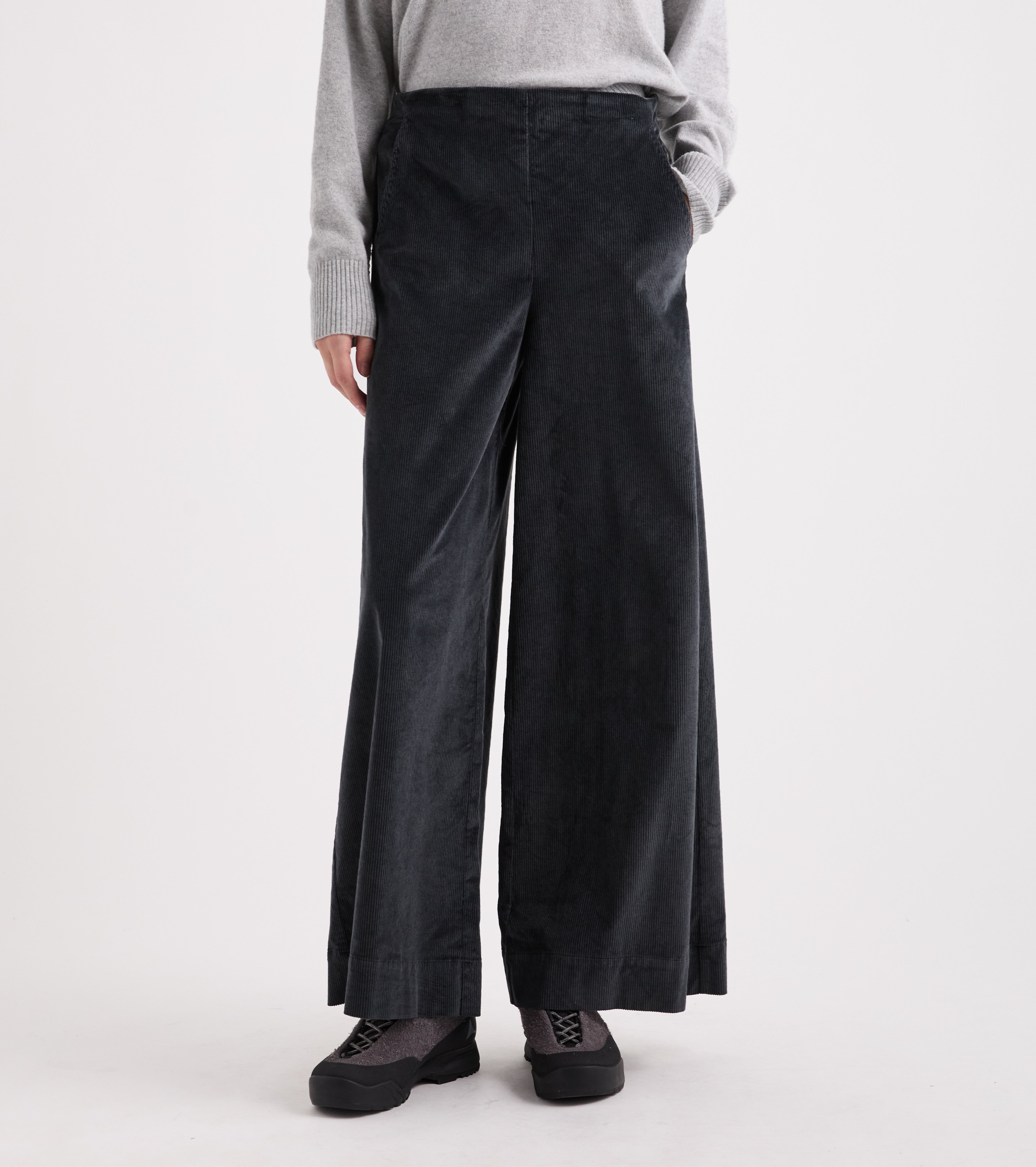 Pantaloni a palazzo in velluto di cotone multicolor