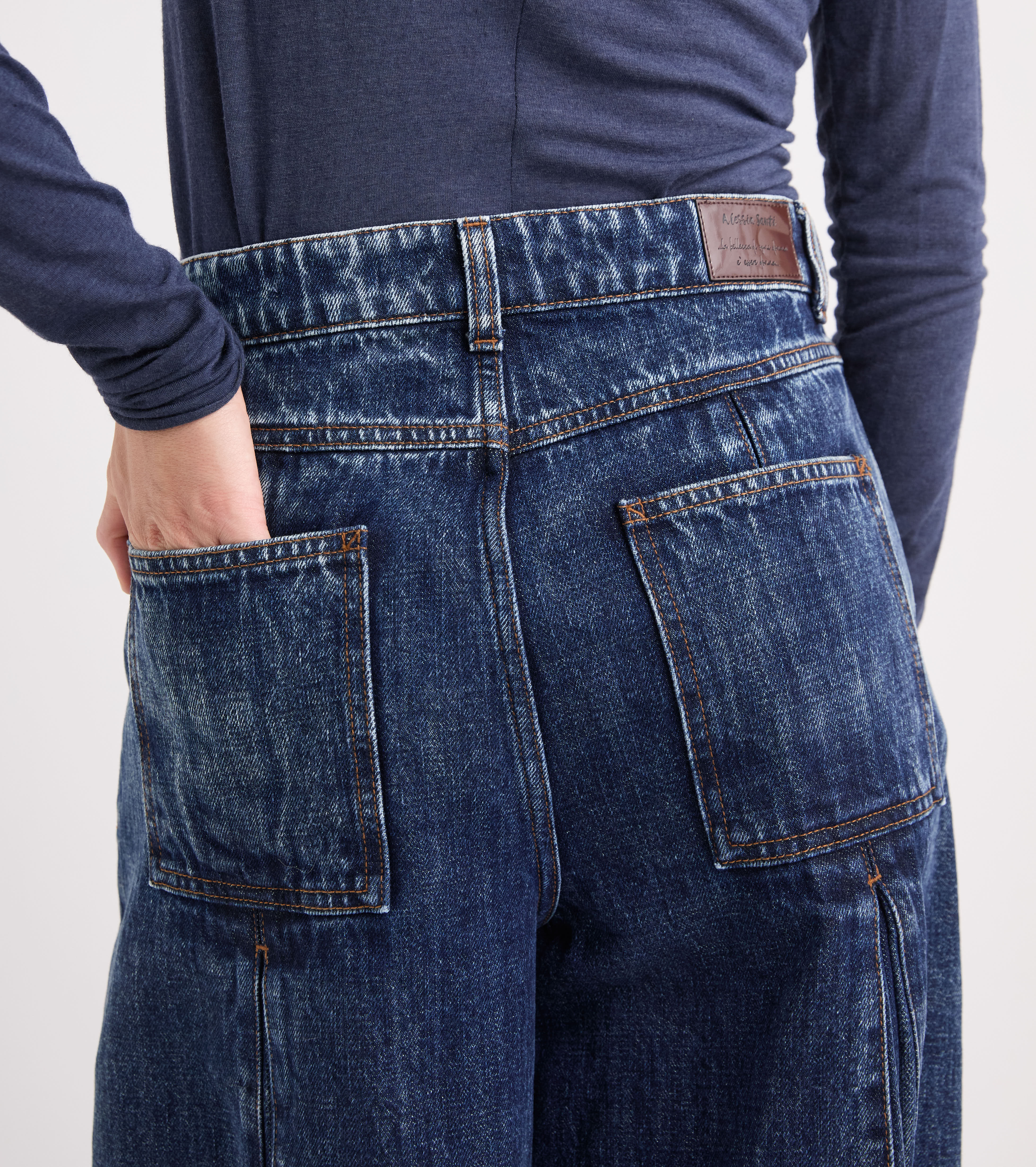 Jeans in cotone con pieghe nero