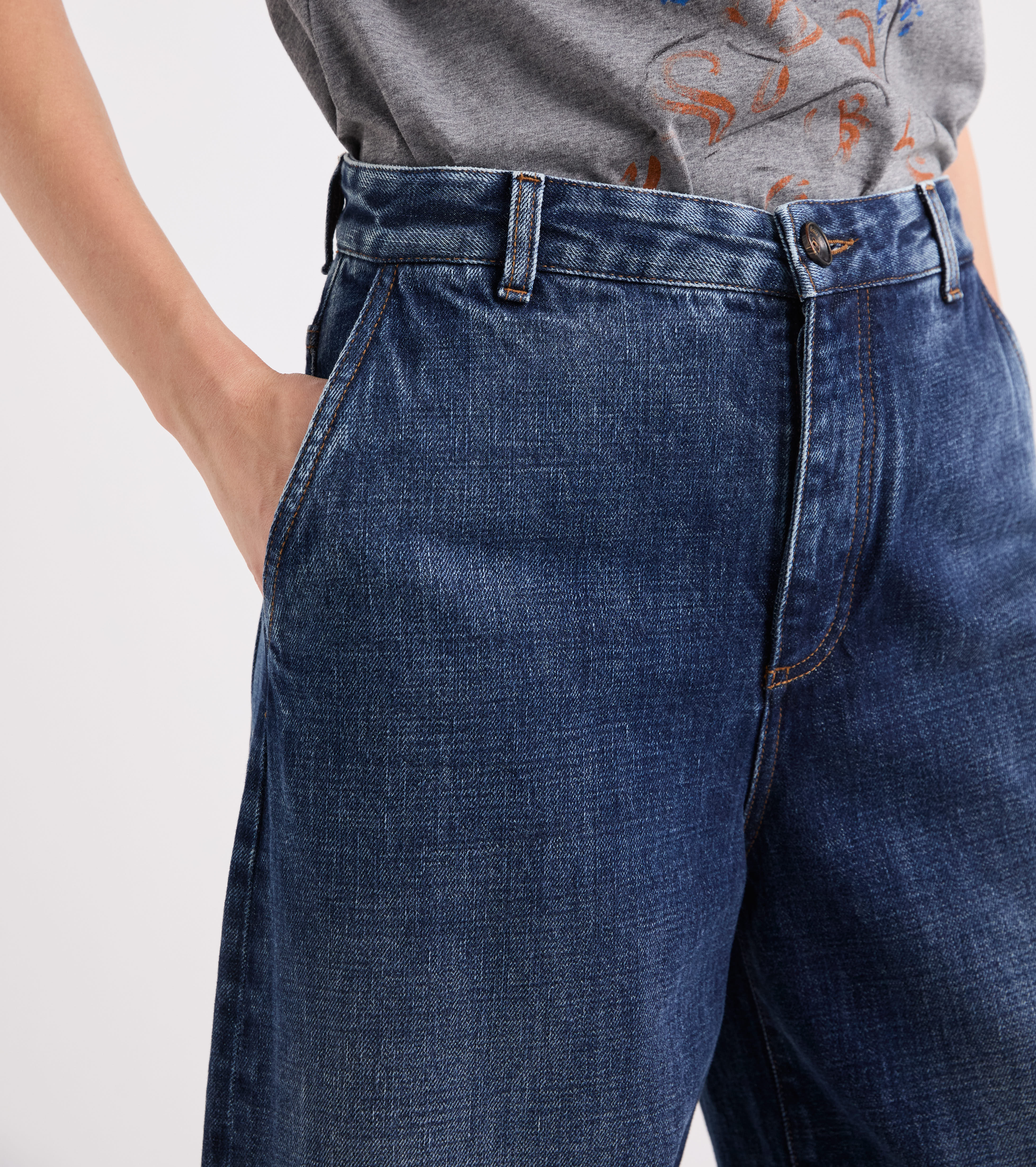 Jeans i bomuld med used-look