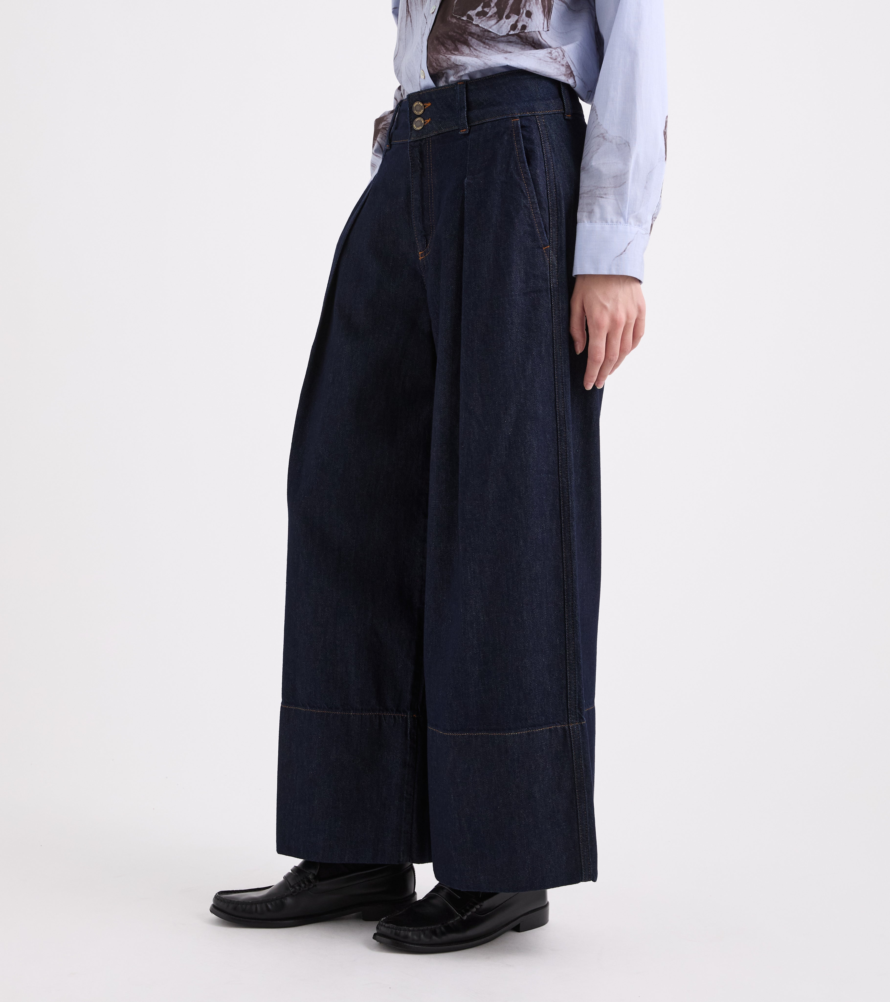 Jeans a palazzo in cotone nero
