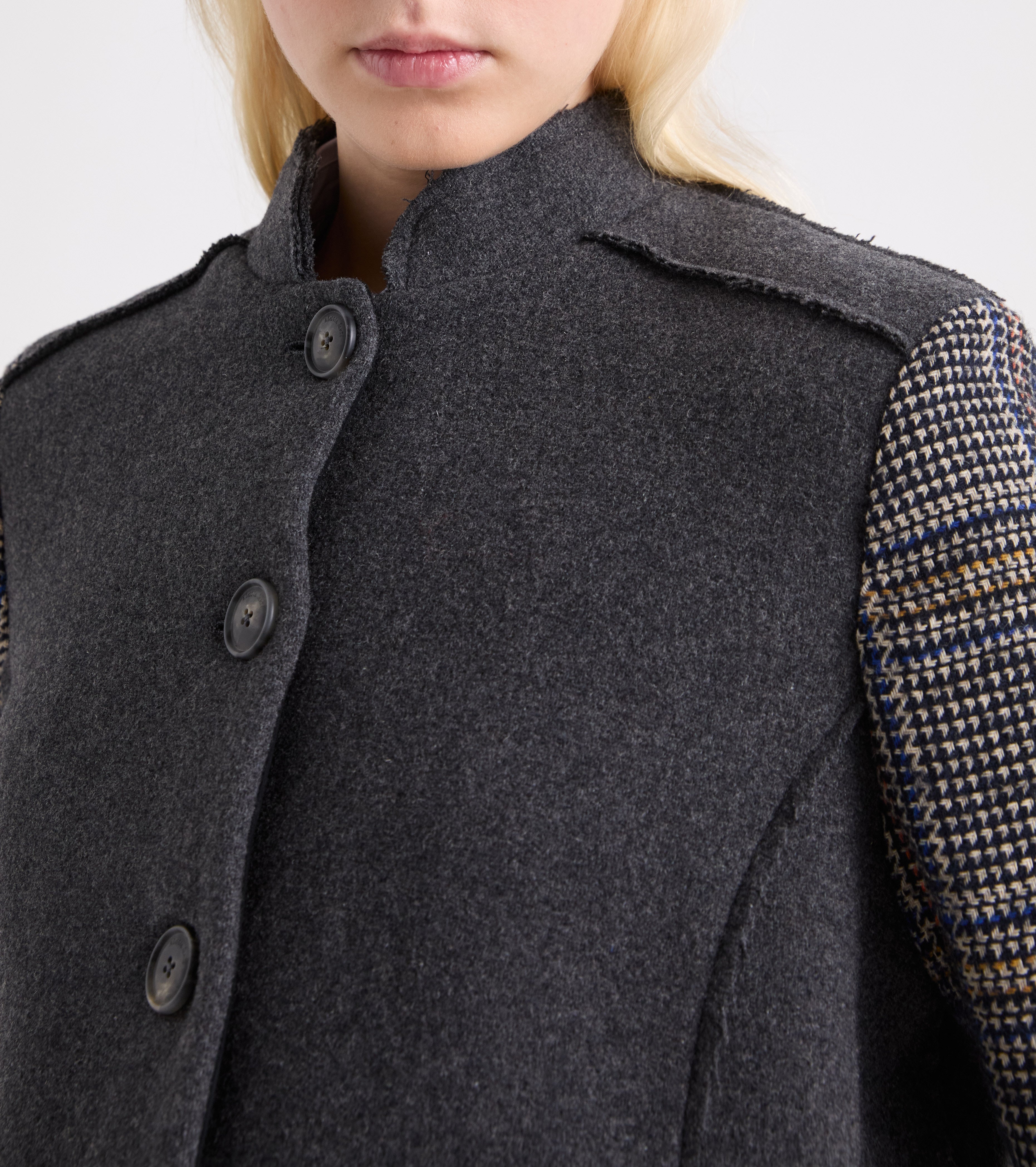Giacca patchwork con bottoni nero
