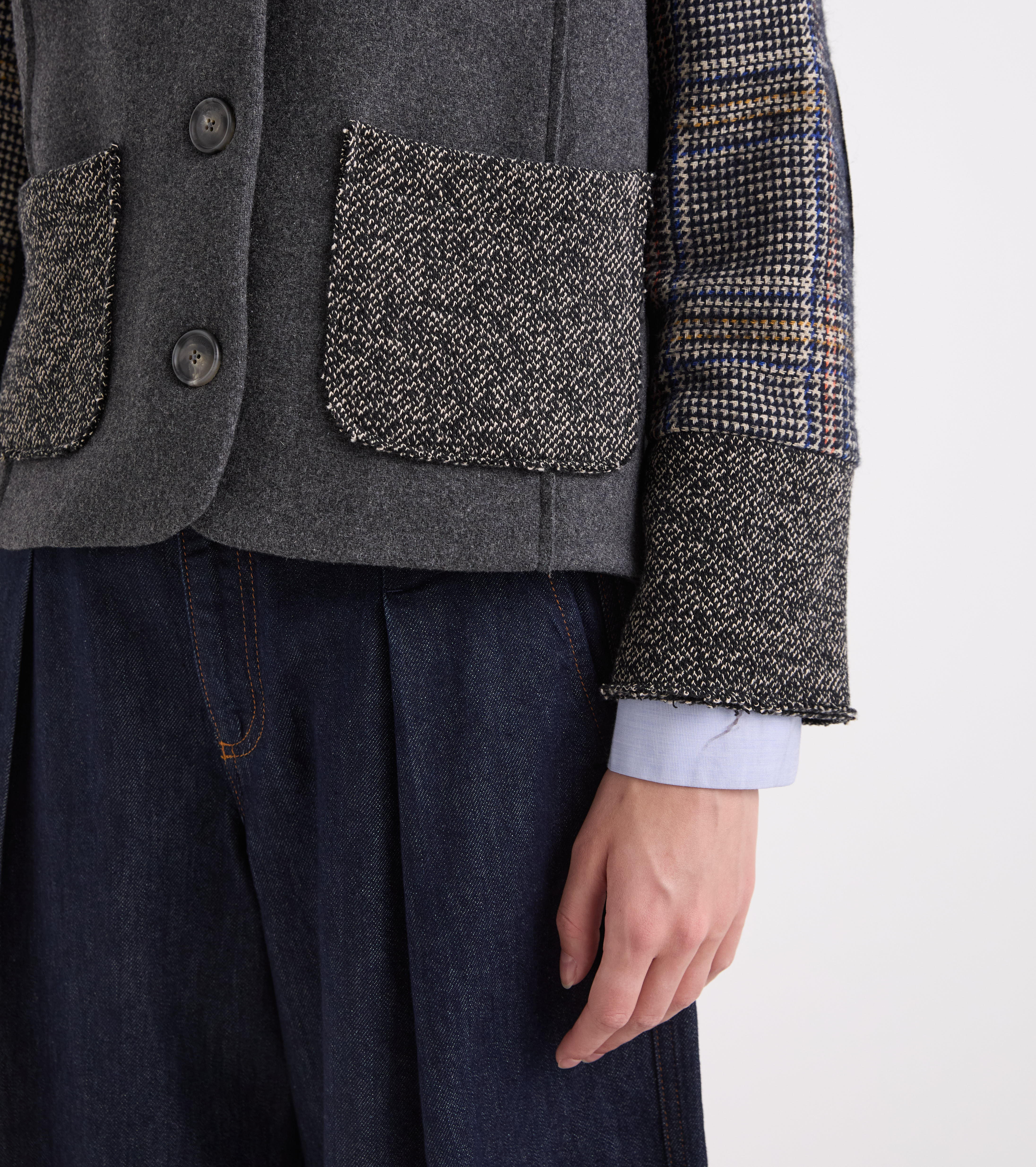 Giacca patchwork con bottoni nero