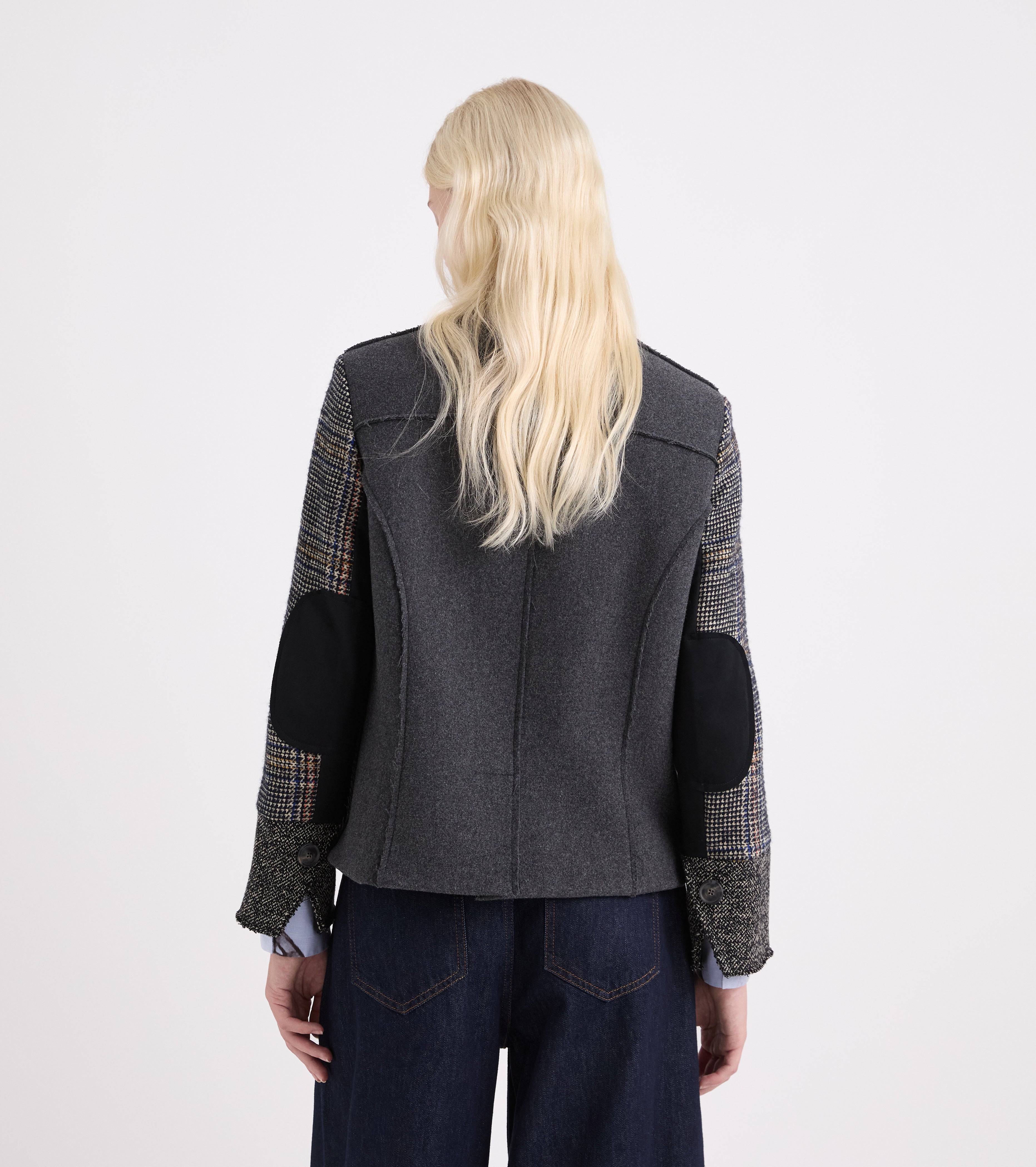Giacca patchwork con bottoni nero