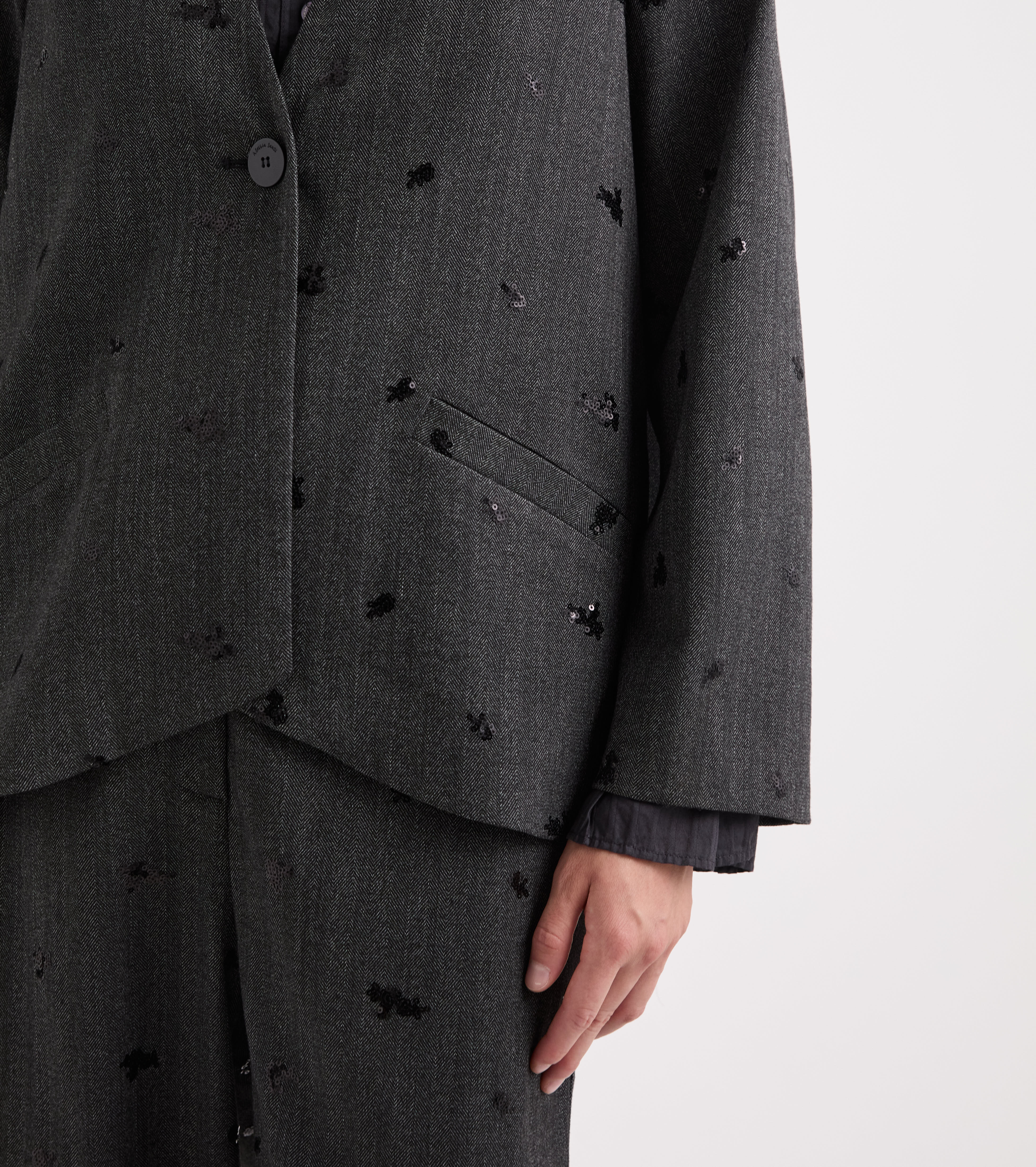 Giacca stretch con scollo a V grigiia