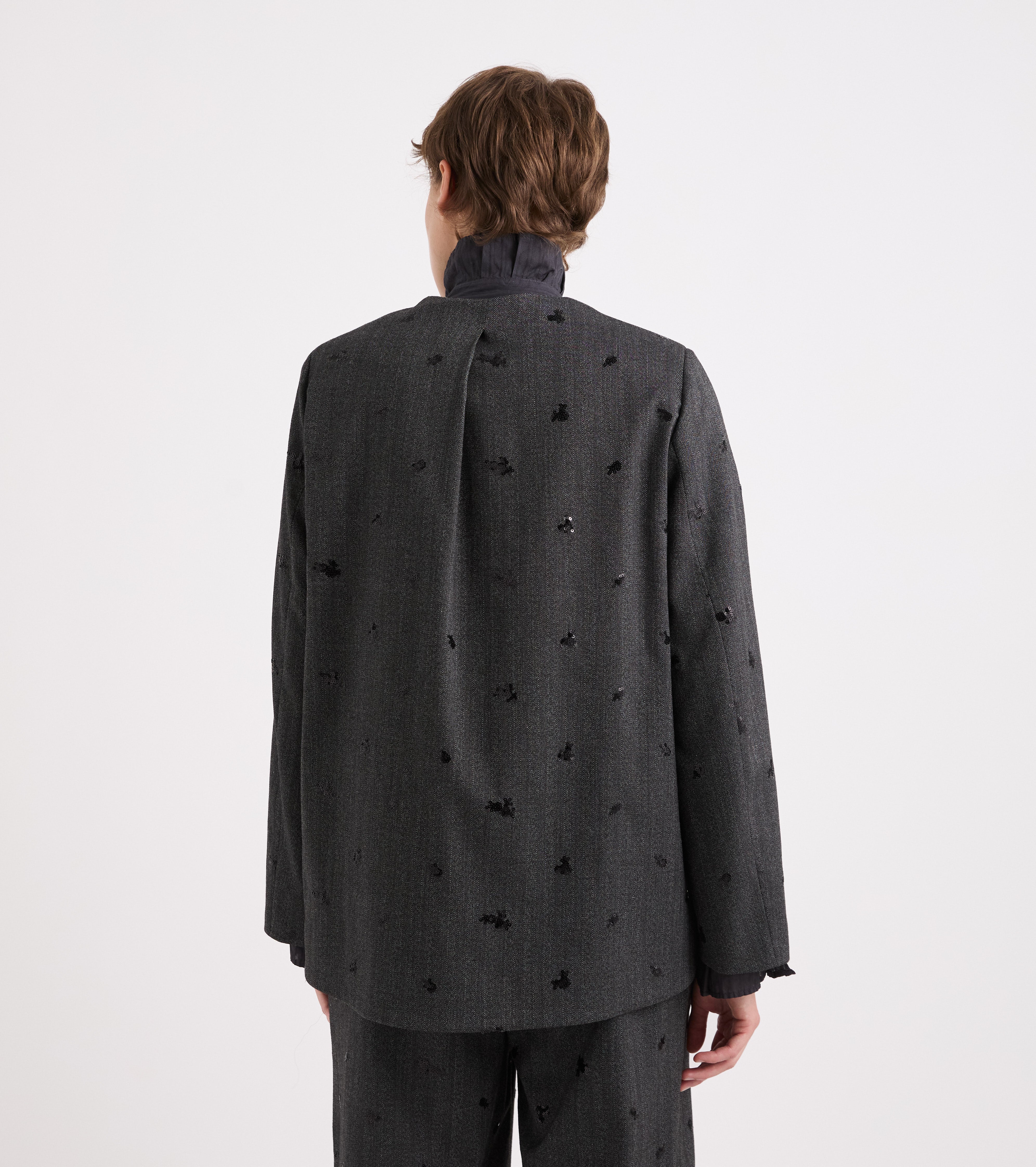 Giacca stretch con scollo a V grigiia