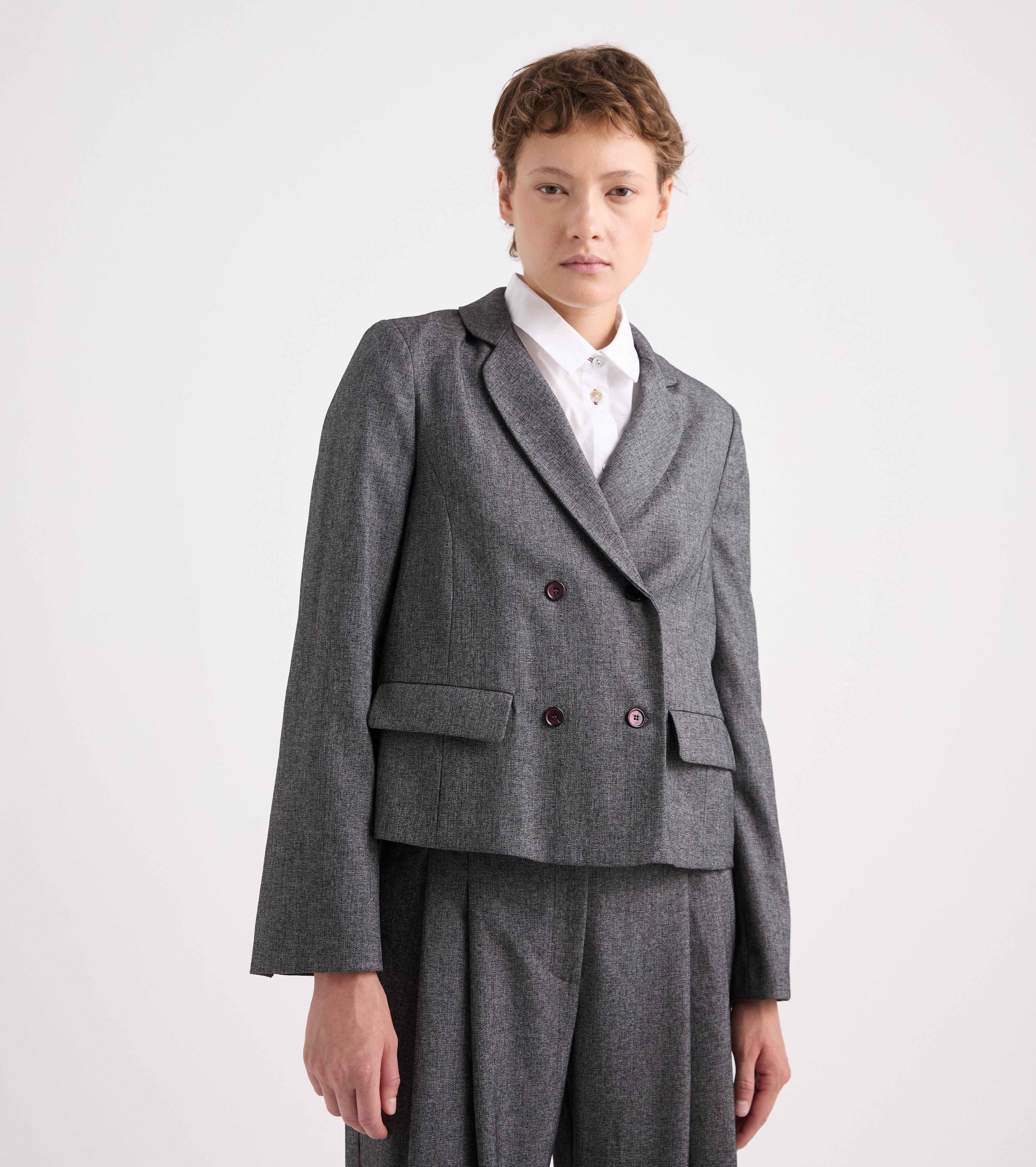 Blazer in viscosa con revers classico grigiia