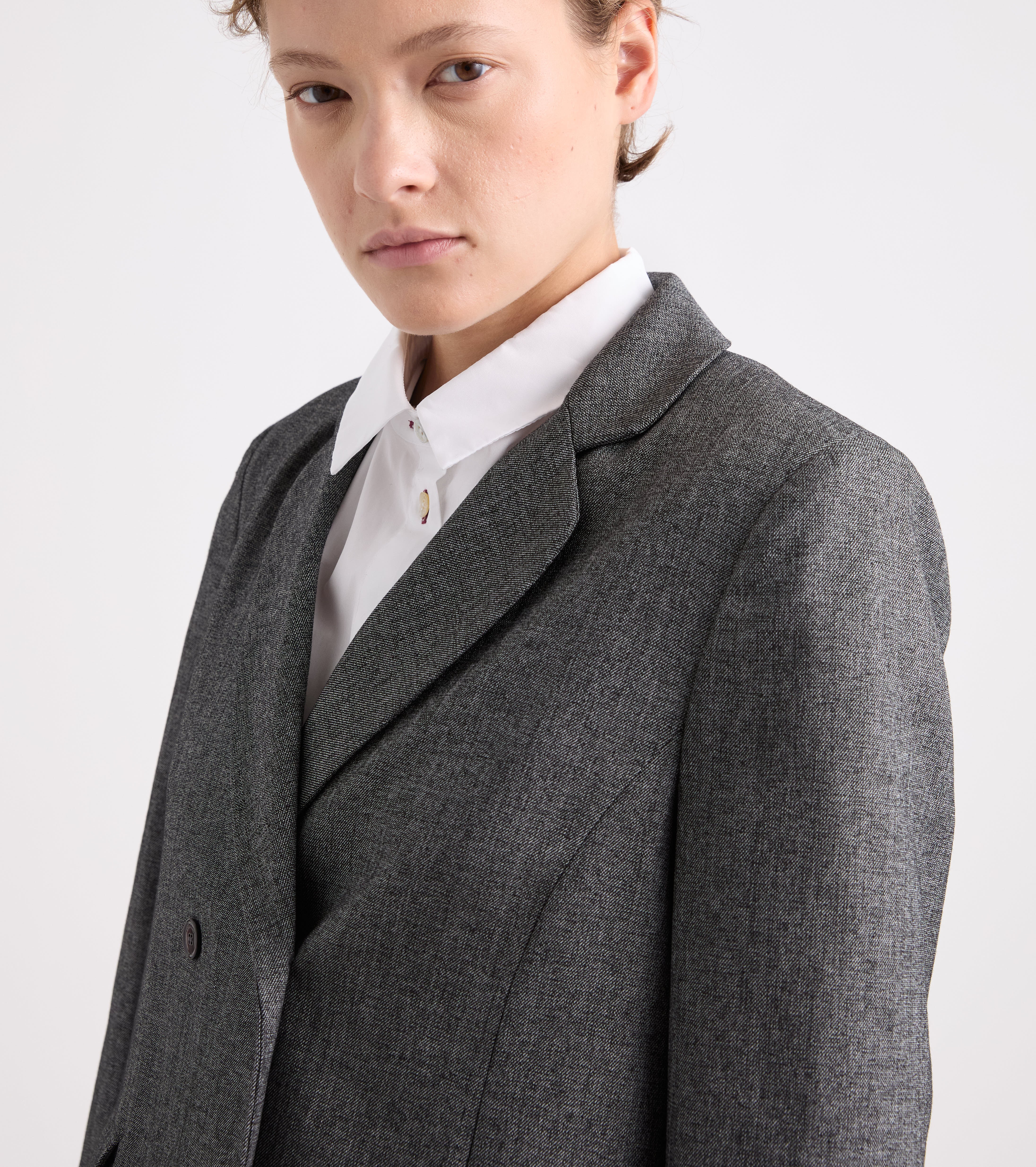 Blazer in viscosa con revers classico grigiia