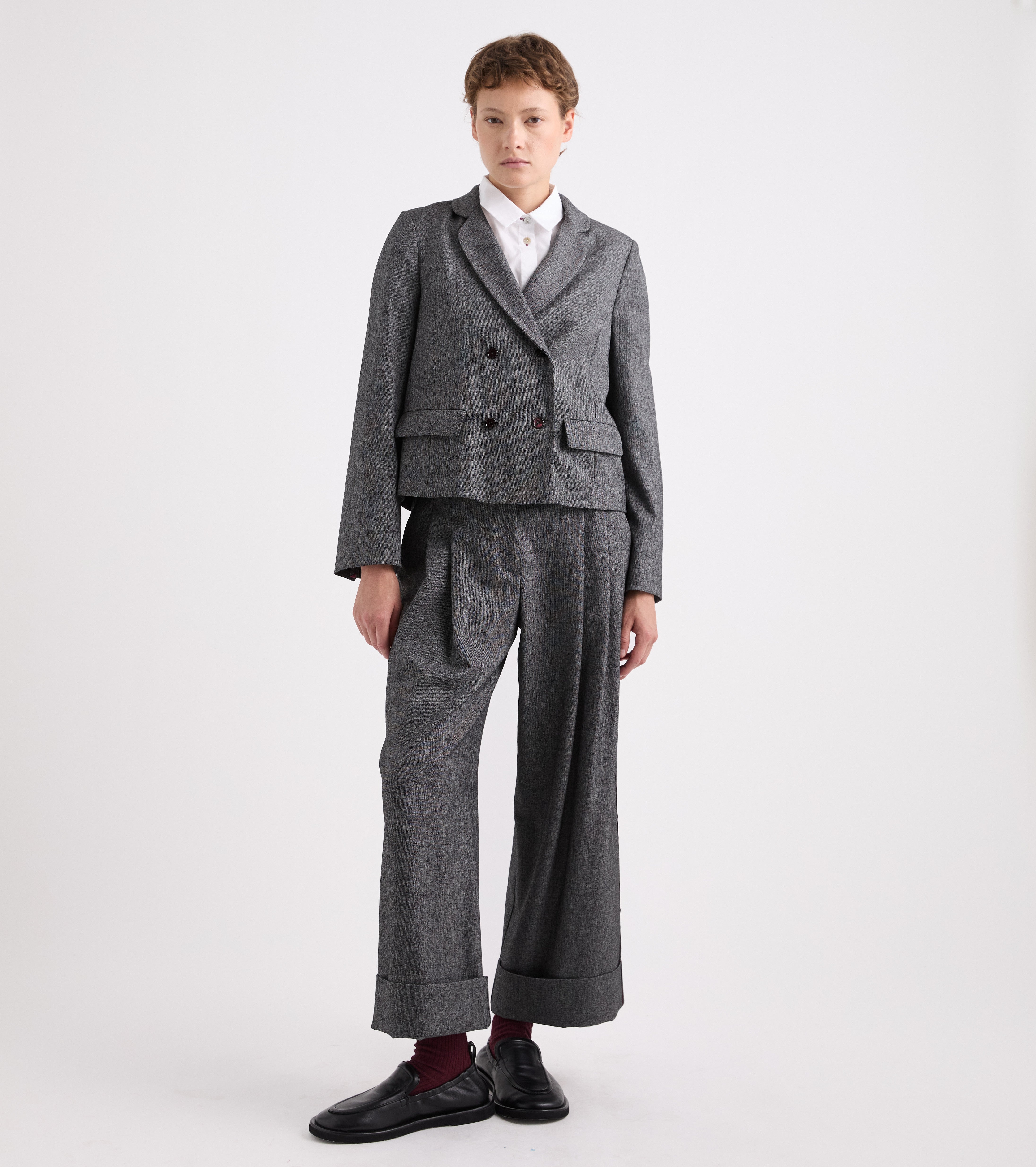 Blazer in viscosa con revers classico grigiia