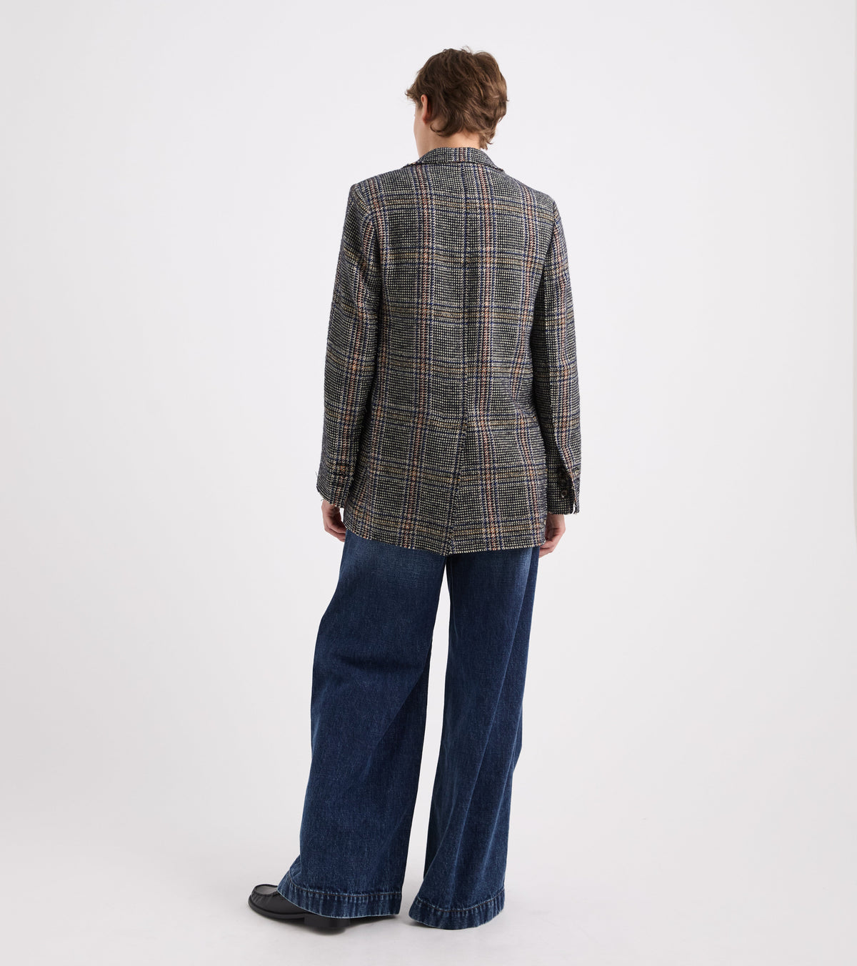 Blazer monopetto a quadri grigiia