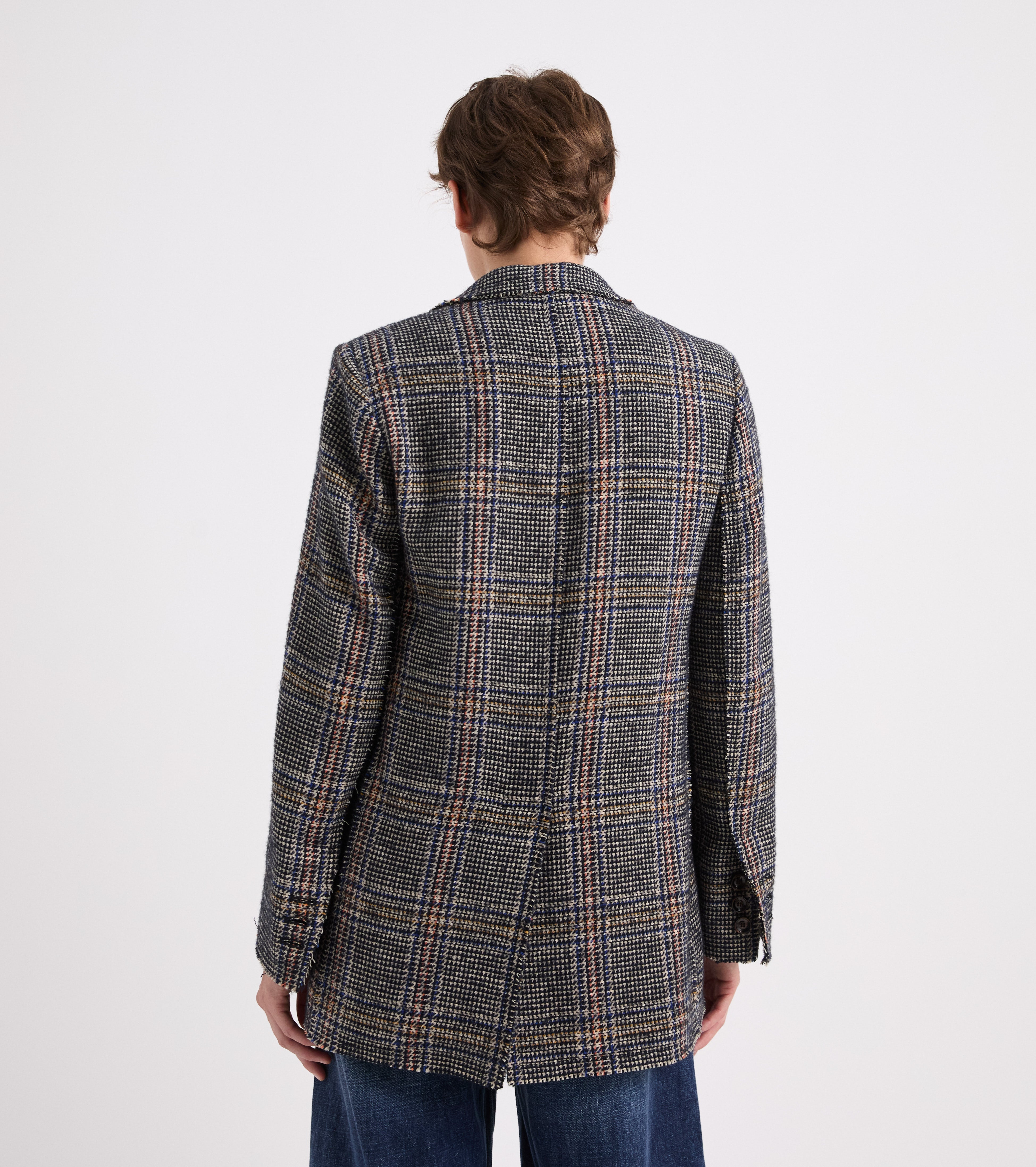 Blazer monopetto a quadri grigiia