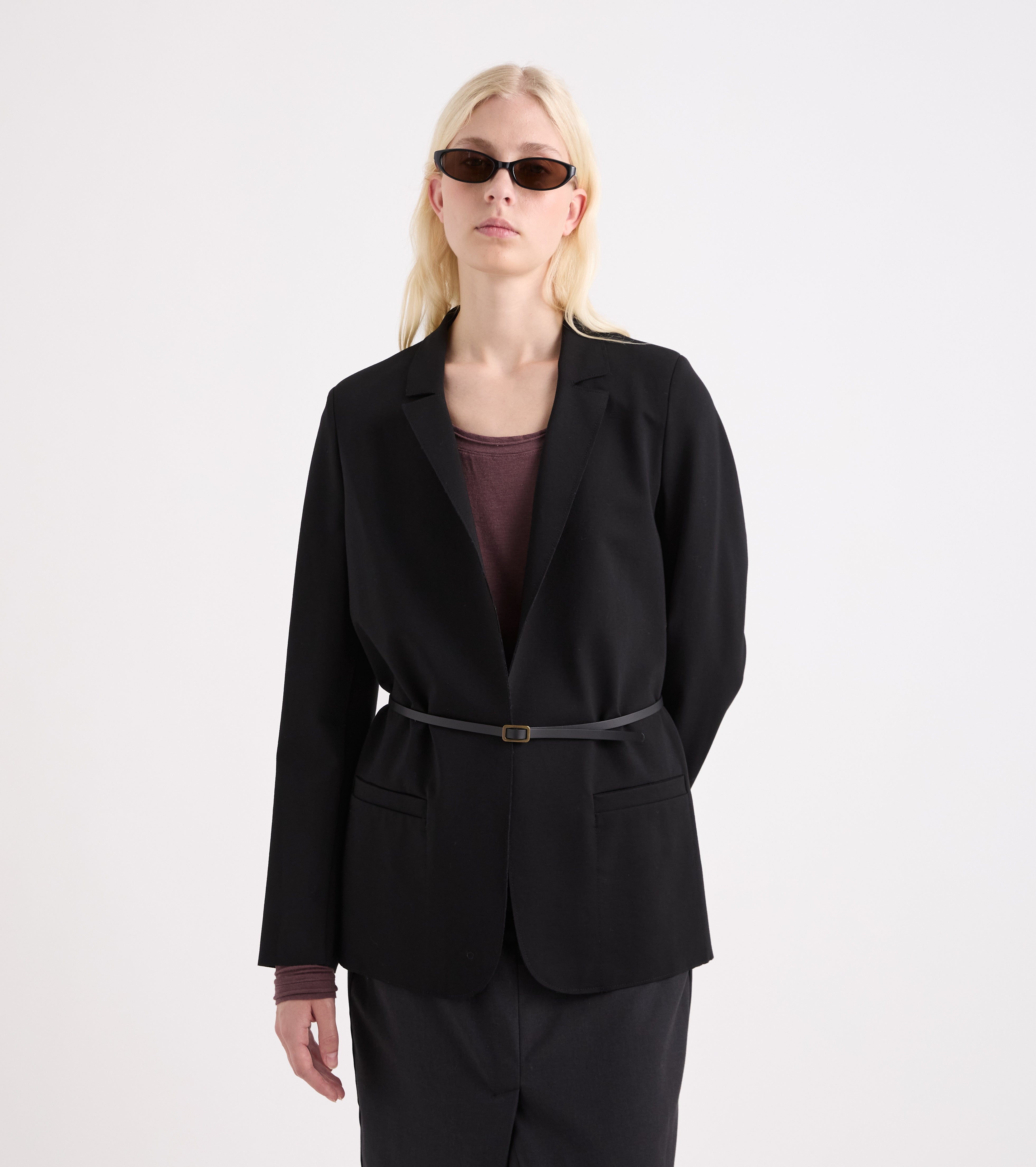 Blazer med lommer med sort diamantmønster