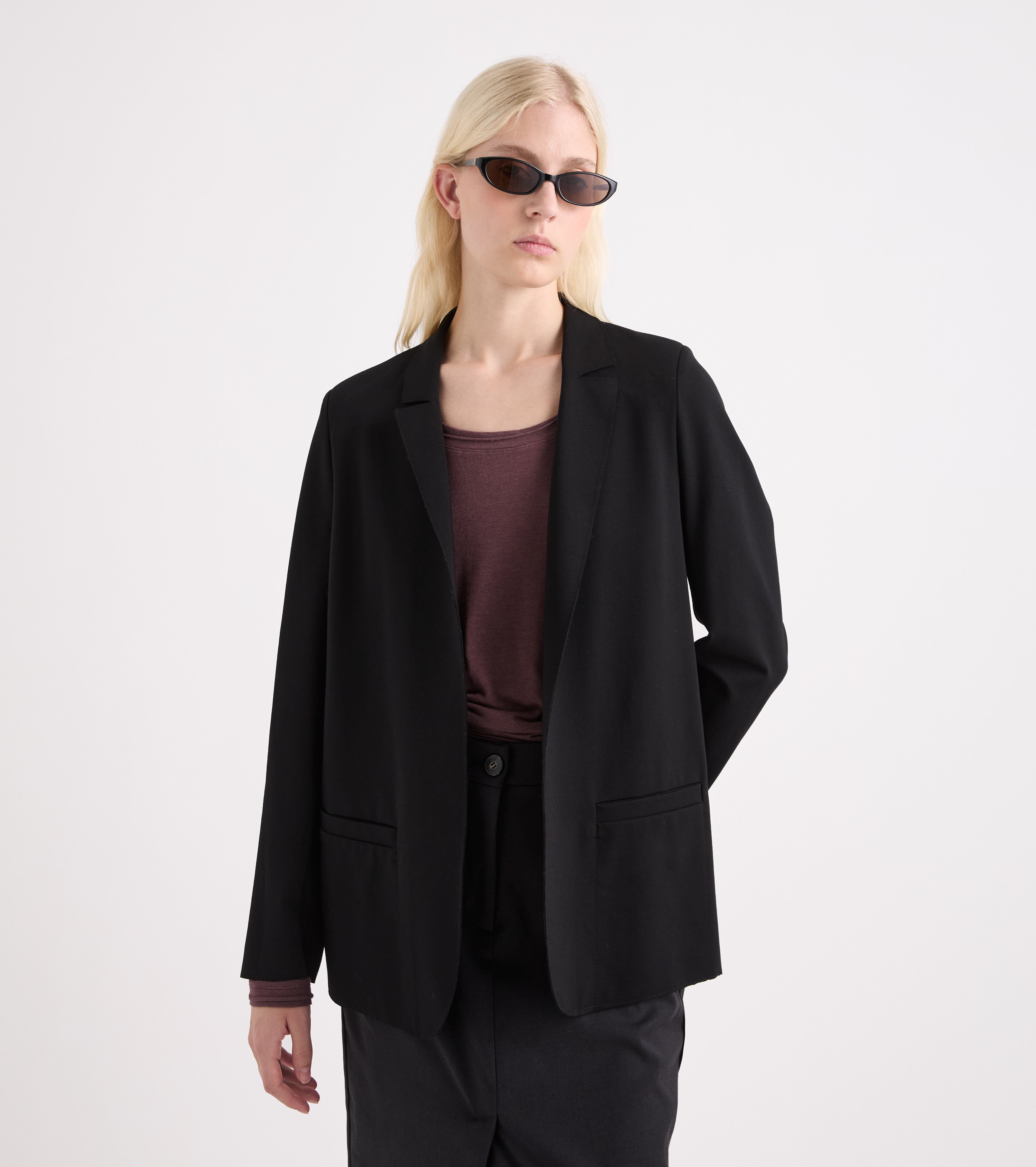 Blazer med lommer med sort diamantmønster