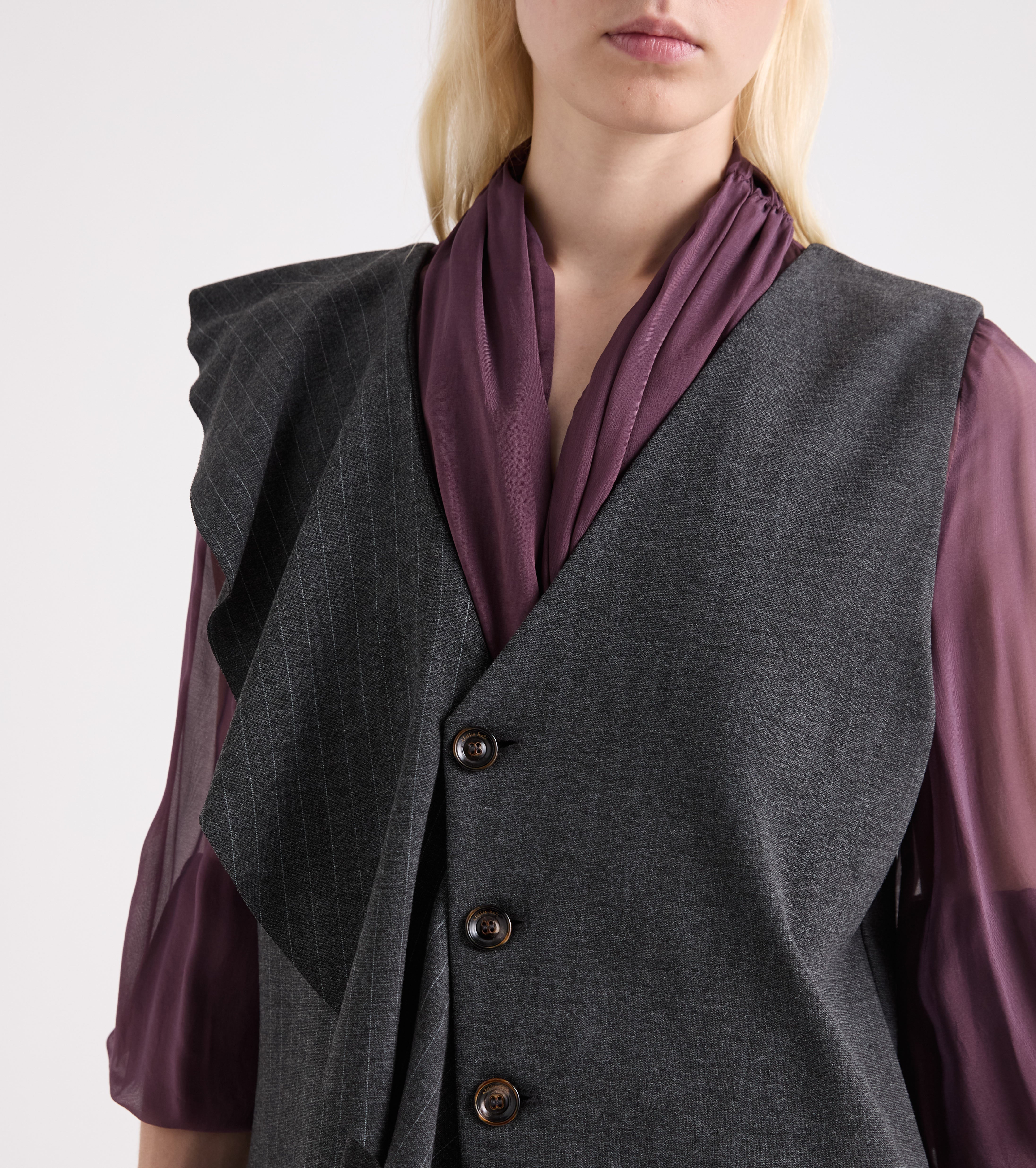 Gilet in viscosa con scollo a V bordeaux
