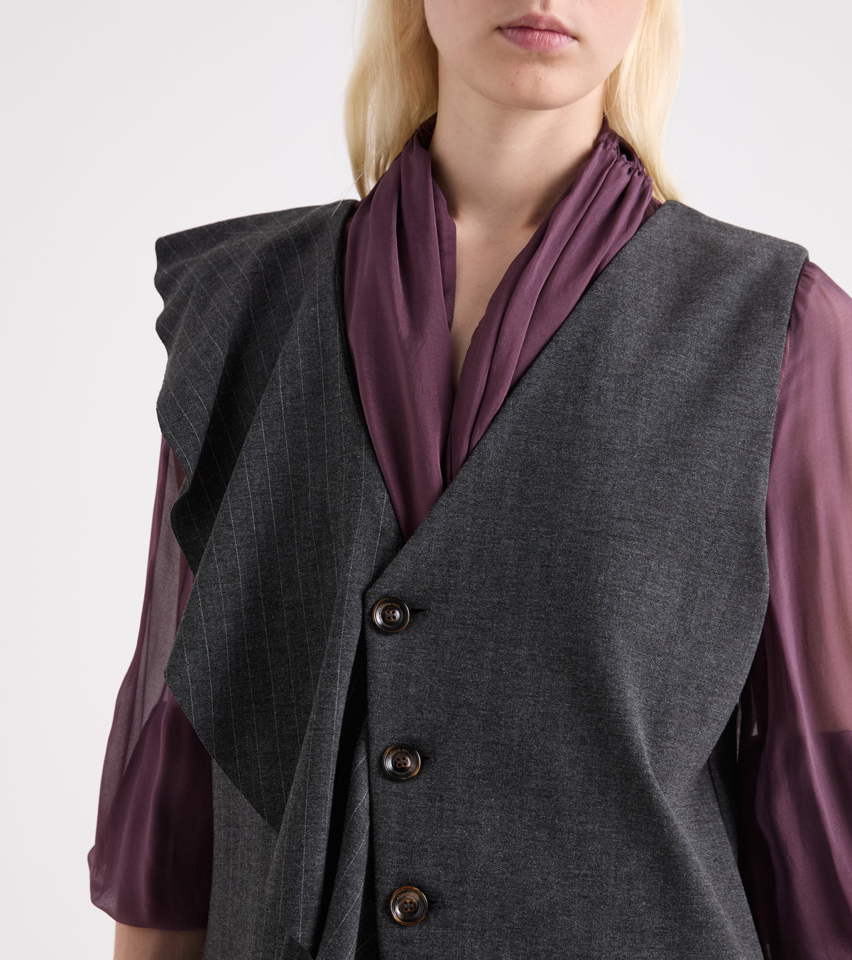 Gilet in viscosa con scollo a V bordeaux
