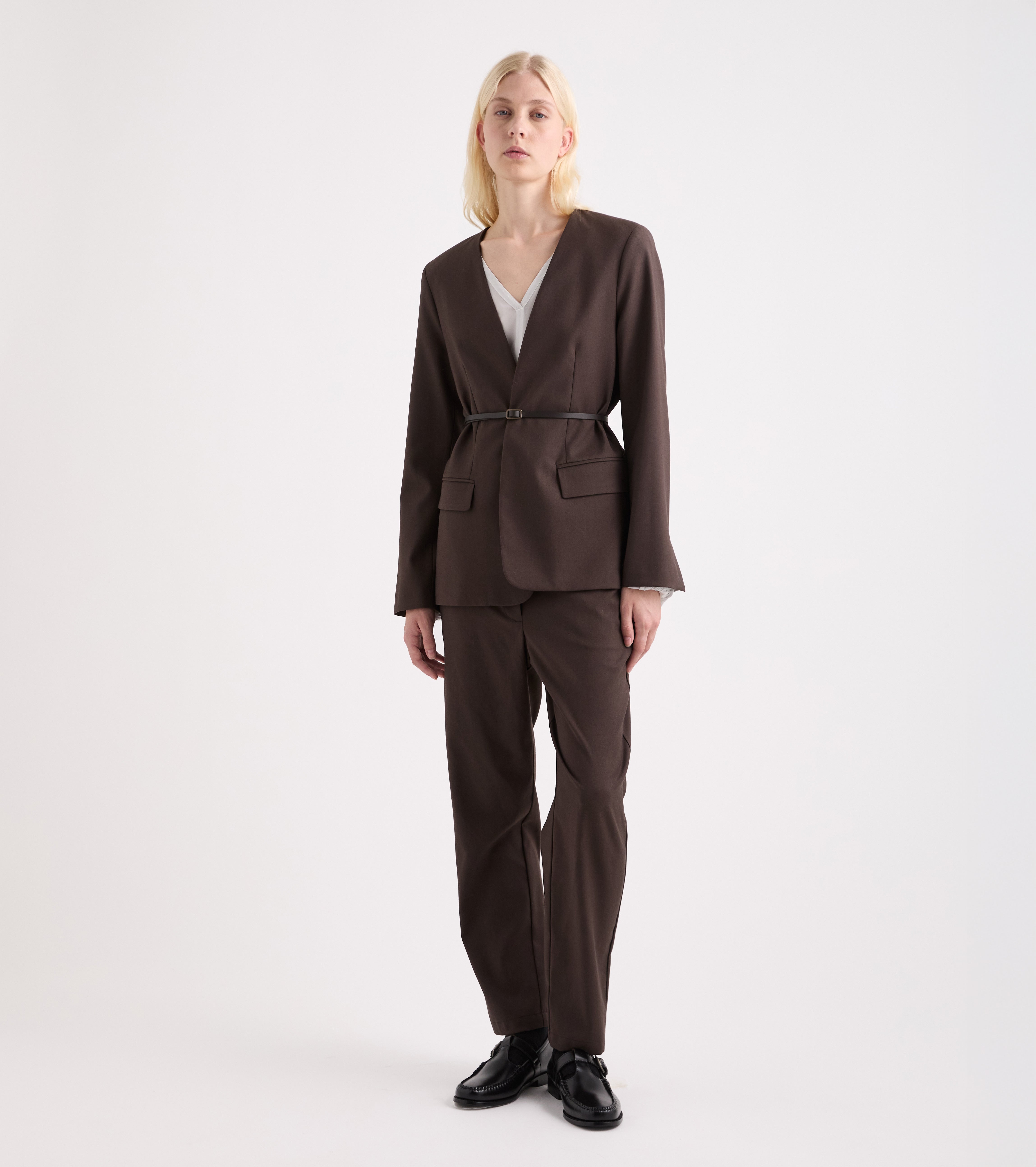 Giacca stretch con scollo a V blue