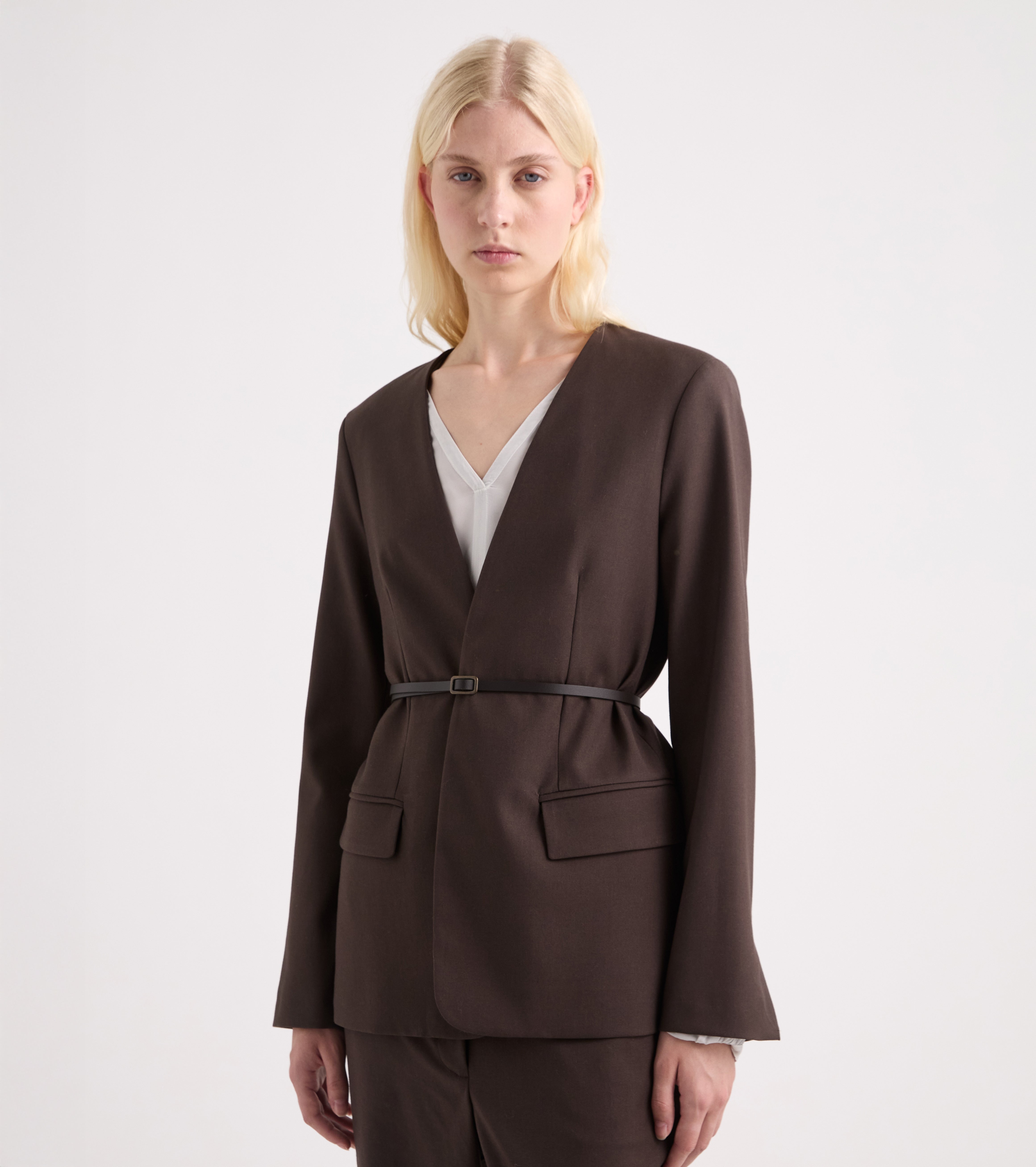 Giacca stretch con scollo a V blue